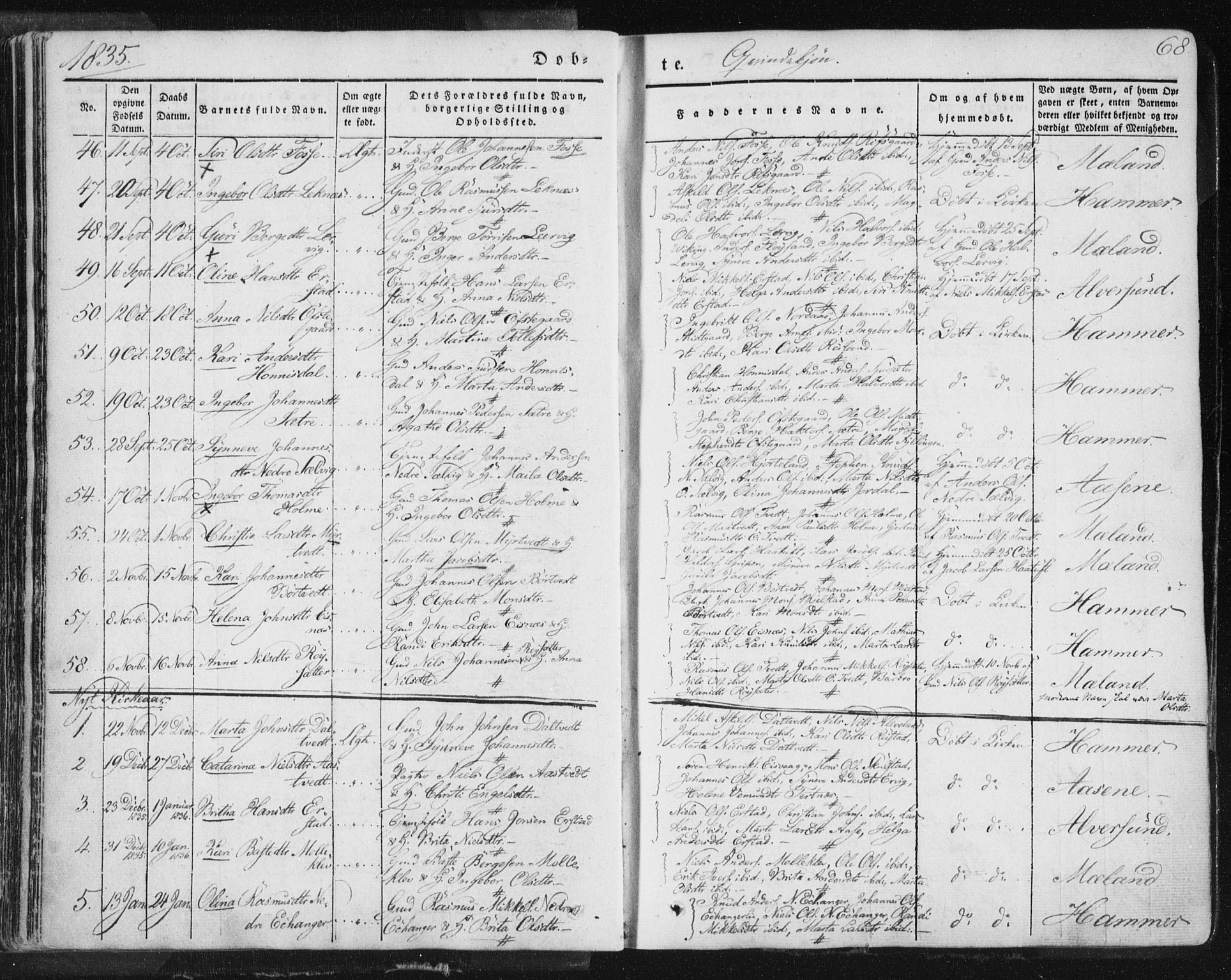 Hamre sokneprestembete, AV/SAB-A-75501/H/Ha/Haa/Haaa/L0012: Parish register (official) no. A 12, 1834-1845, p. 68