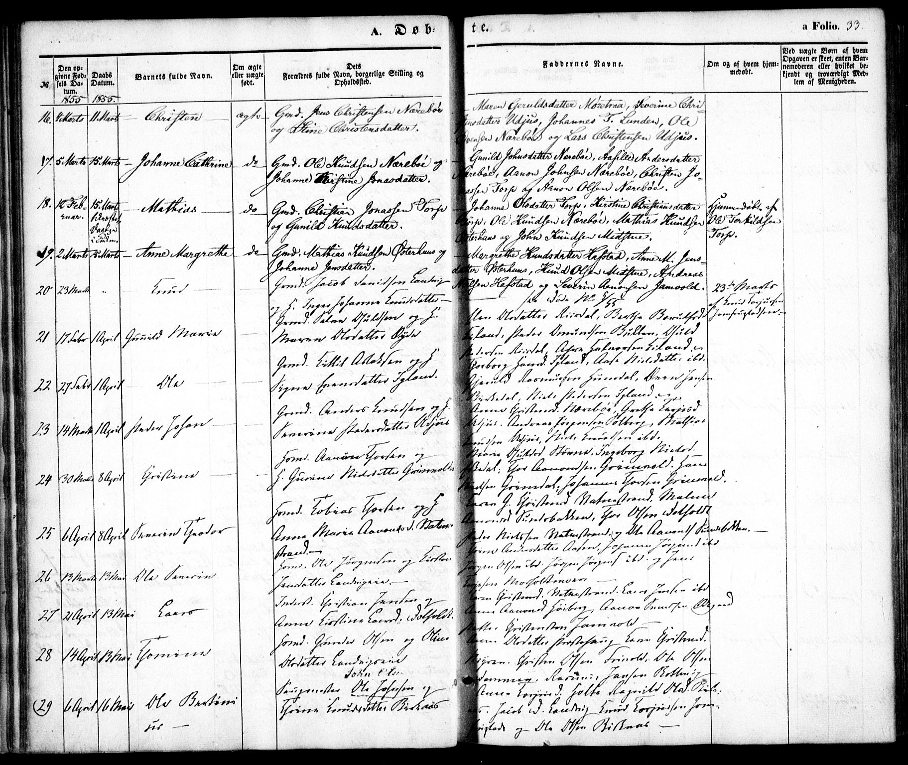 Hommedal sokneprestkontor, SAK/1111-0023/F/Fa/Fab/L0004: Parish register (official) no. A 4, 1848-1860, p. 33