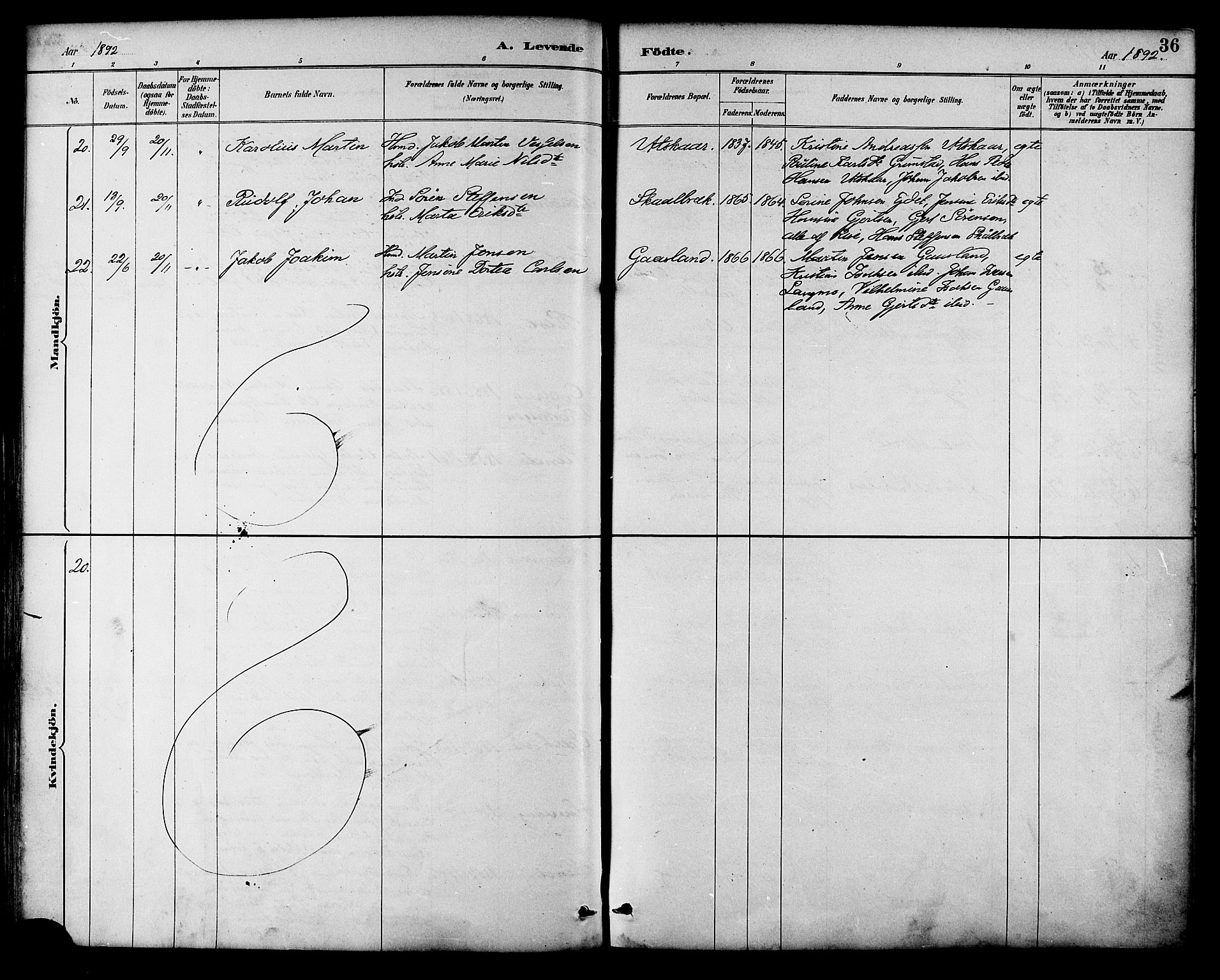 Ministerialprotokoller, klokkerbøker og fødselsregistre - Nordland, AV/SAT-A-1459/892/L1320: Parish register (official) no. 892A01, 1886-1901, p. 36