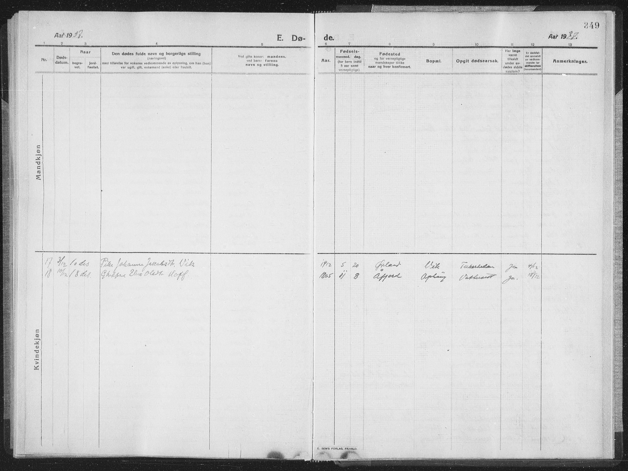 Ministerialprotokoller, klokkerbøker og fødselsregistre - Sør-Trøndelag, SAT/A-1456/659/L0747: Parish register (copy) no. 659C04, 1913-1938, p. 349