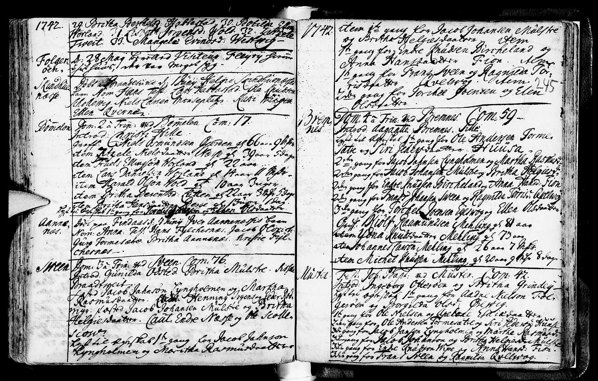 Finnås sokneprestembete, AV/SAB-A-99925/H/Ha/Haa/Haaa/L0001: Parish register (official) no. A 1, 1718-1744, p. 245