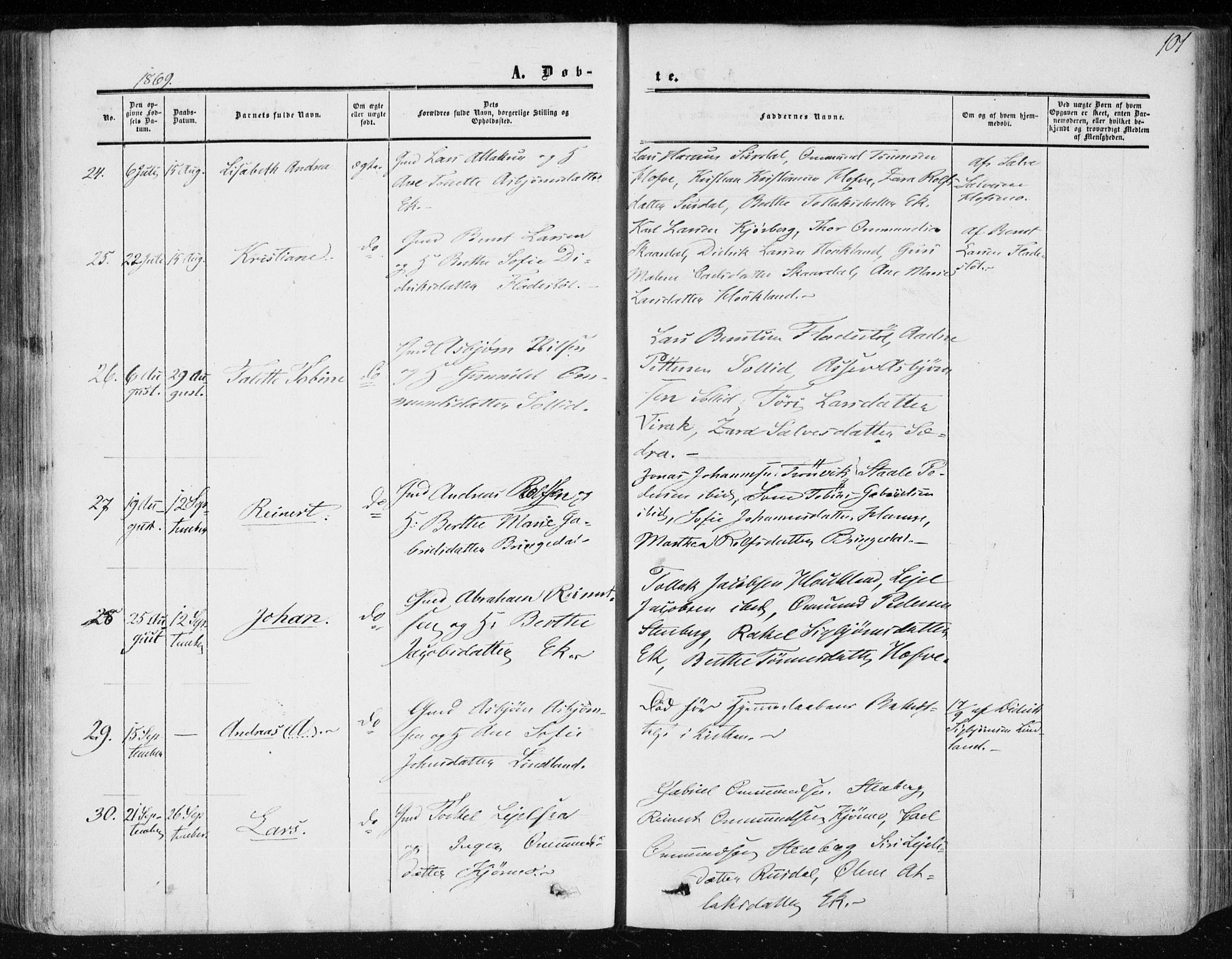 Lund sokneprestkontor, AV/SAST-A-101809/S06/L0009: Parish register (official) no. A 8, 1853-1877, p. 101