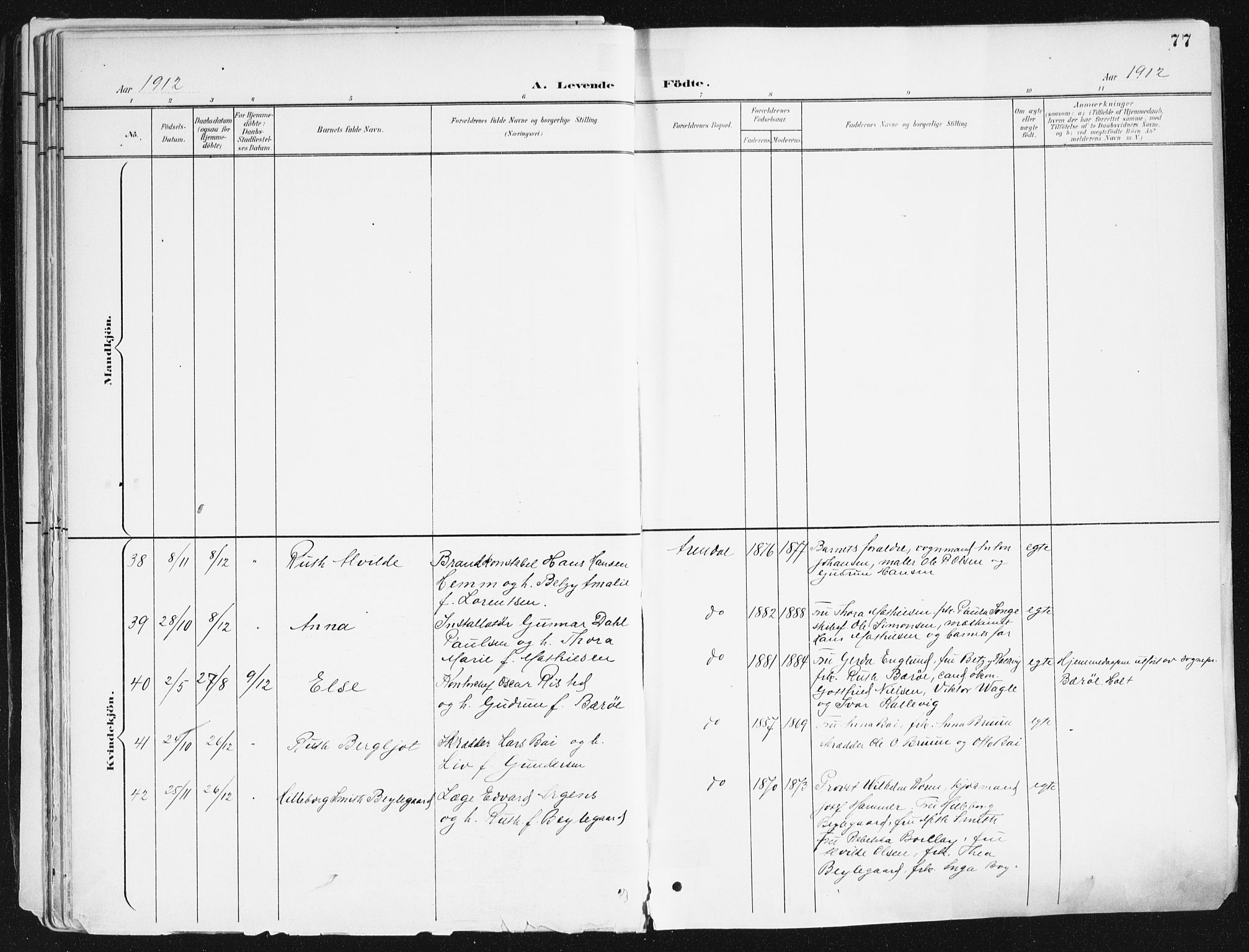 Arendal sokneprestkontor, Trefoldighet, AV/SAK-1111-0040/F/Fa/L0010: Parish register (official) no. A 10, 1900-1919, p. 77