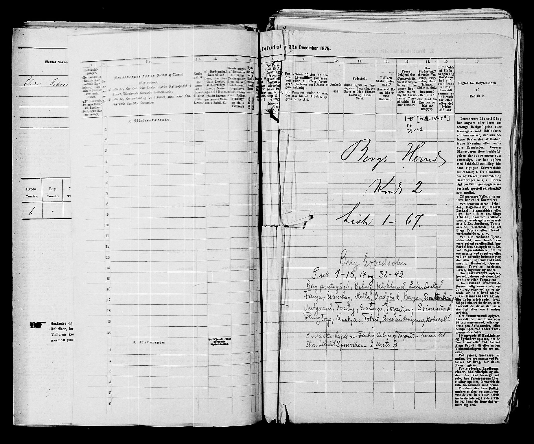 RA, 1875 census for 0116P Berg, 1875, p. 142