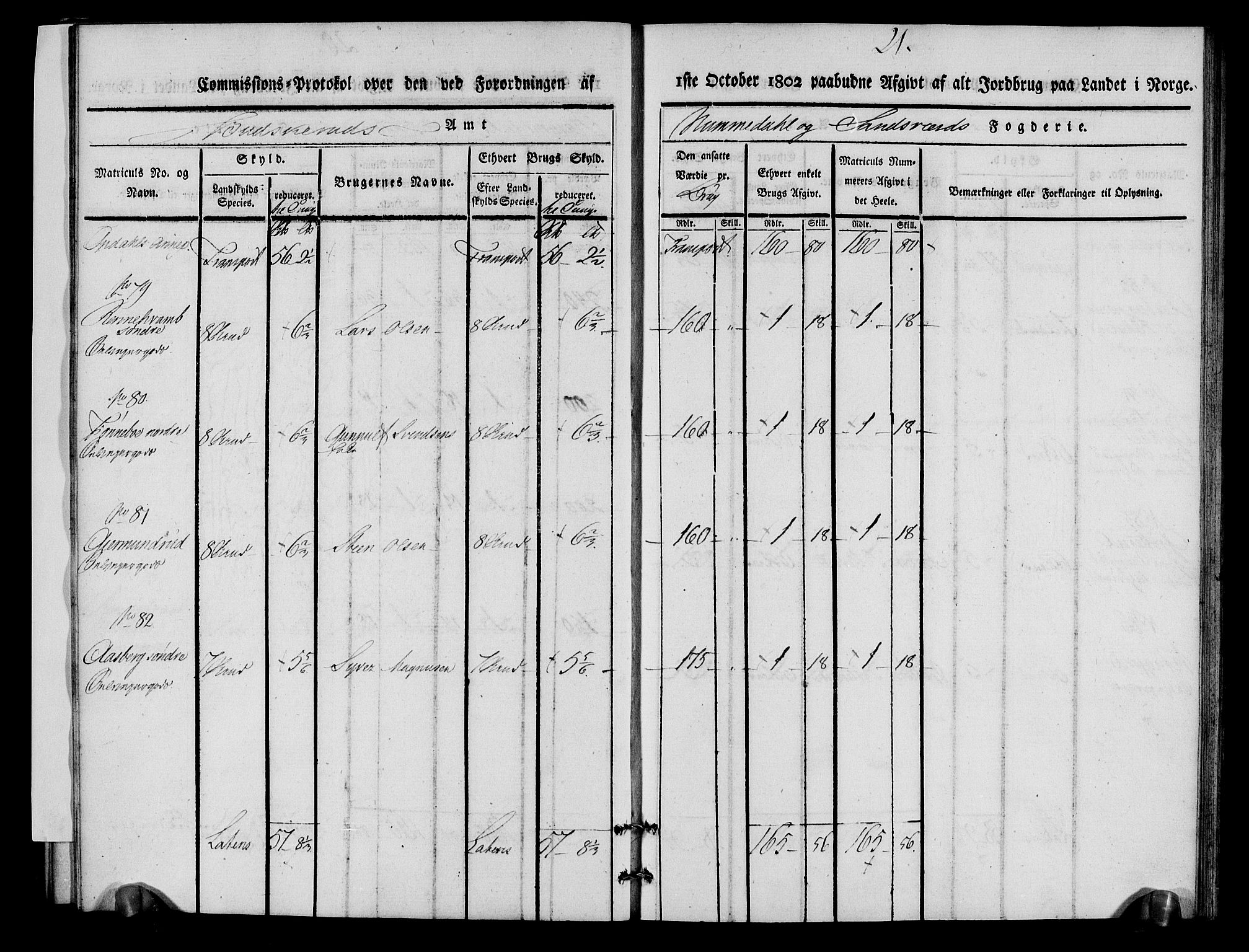 Rentekammeret inntil 1814, Realistisk ordnet avdeling, AV/RA-EA-4070/N/Ne/Nea/L0056b: Numedal og Sandsvær fogderi. Kommisjonsprotokoll over matrikulerte jordbruk i Uvdal og Nore annekser, 1803, p. 21