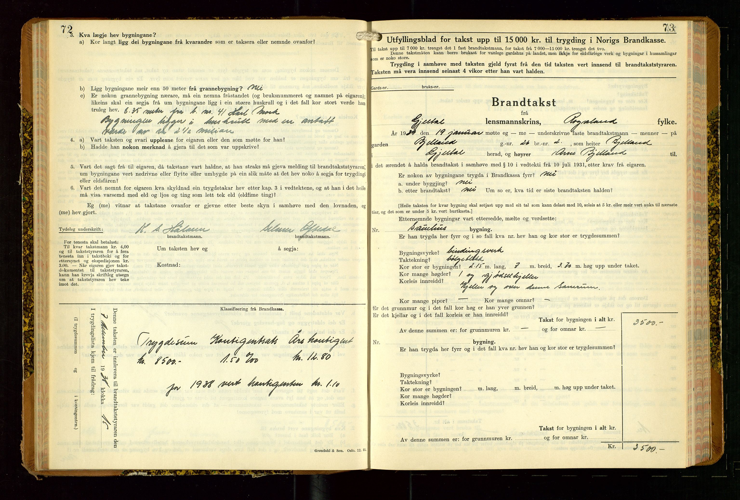 Gjesdal lensmannskontor, AV/SAST-A-100441/Go/L0008: Branntakstskjemaprotokoll, 1937-1955, p. 72-73