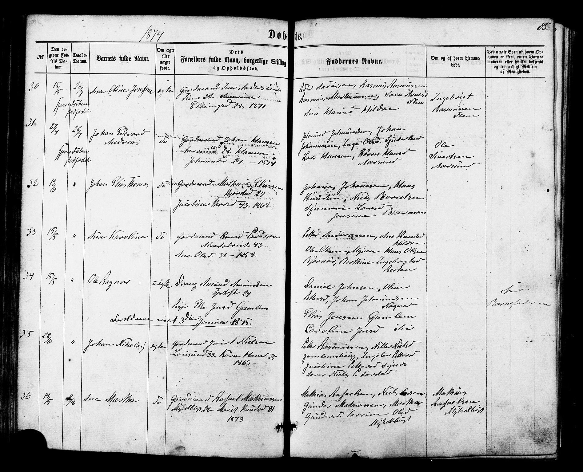 Ministerialprotokoller, klokkerbøker og fødselsregistre - Møre og Romsdal, AV/SAT-A-1454/536/L0498: Parish register (official) no. 536A07, 1862-1875, p. 85