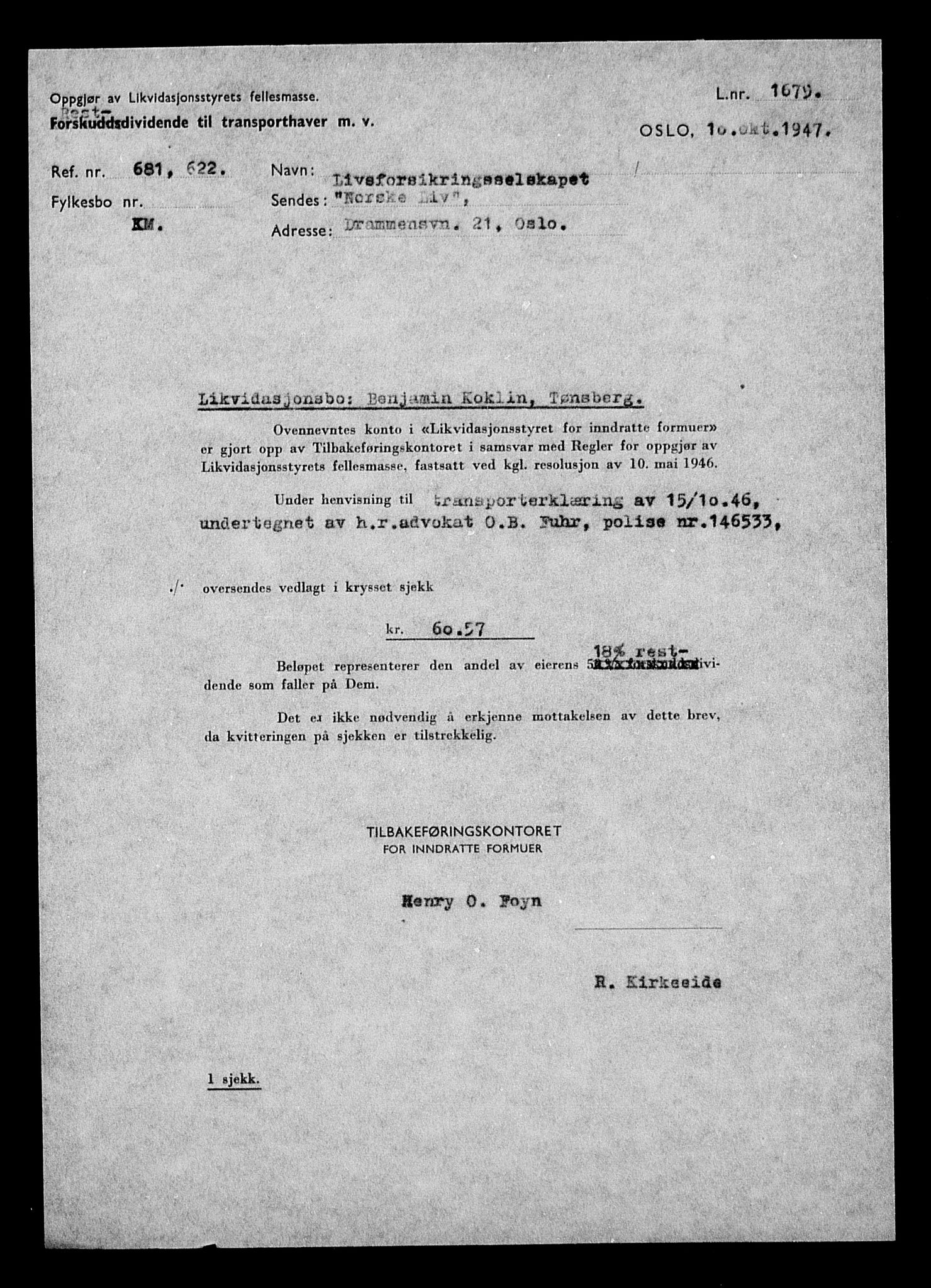 Justisdepartementet, Tilbakeføringskontoret for inndratte formuer, AV/RA-S-1564/H/Hc/Hcd/L1002: --, 1945-1947, p. 5