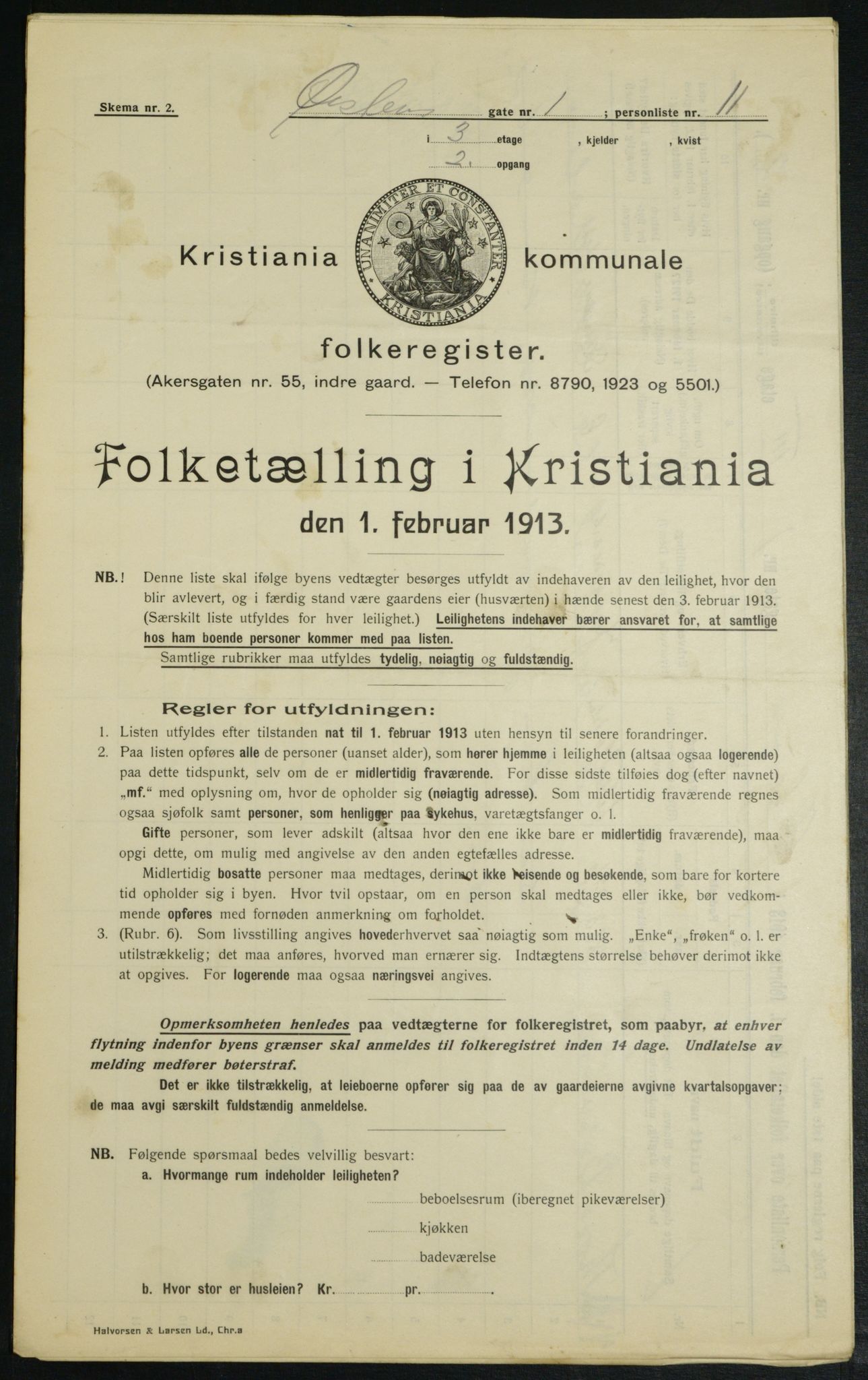 OBA, Municipal Census 1913 for Kristiania, 1913, p. 130173