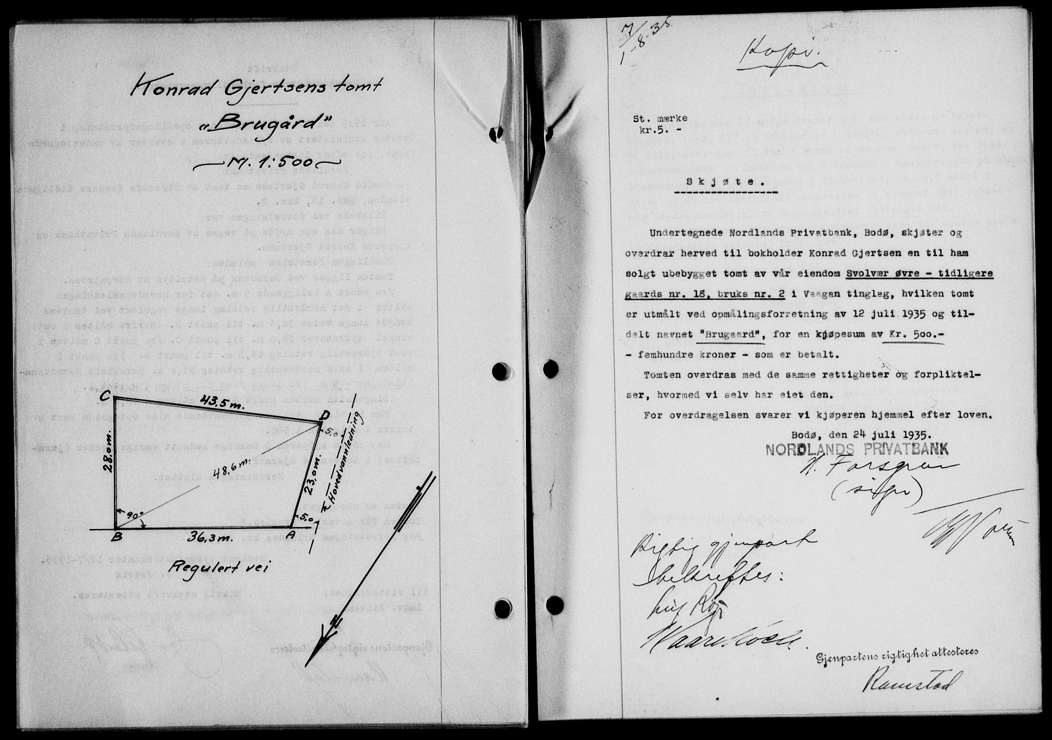 Lofoten sorenskriveri, SAT/A-0017/1/2/2C/L0032b: Mortgage book no. 32b, 1935-1935, Deed date: 01.08.1935