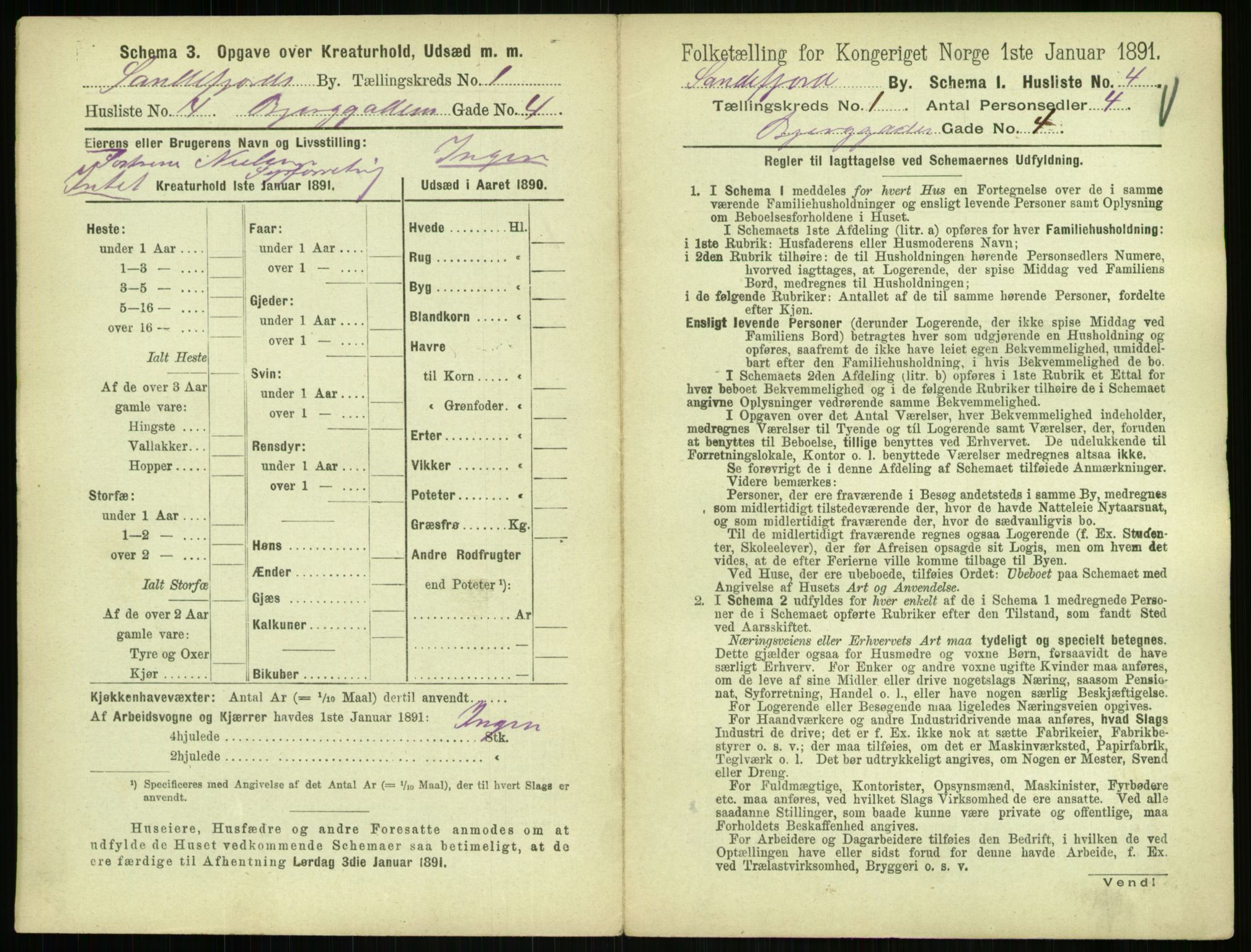 RA, 1891 census for 0706 Sandefjord, 1891, p. 33