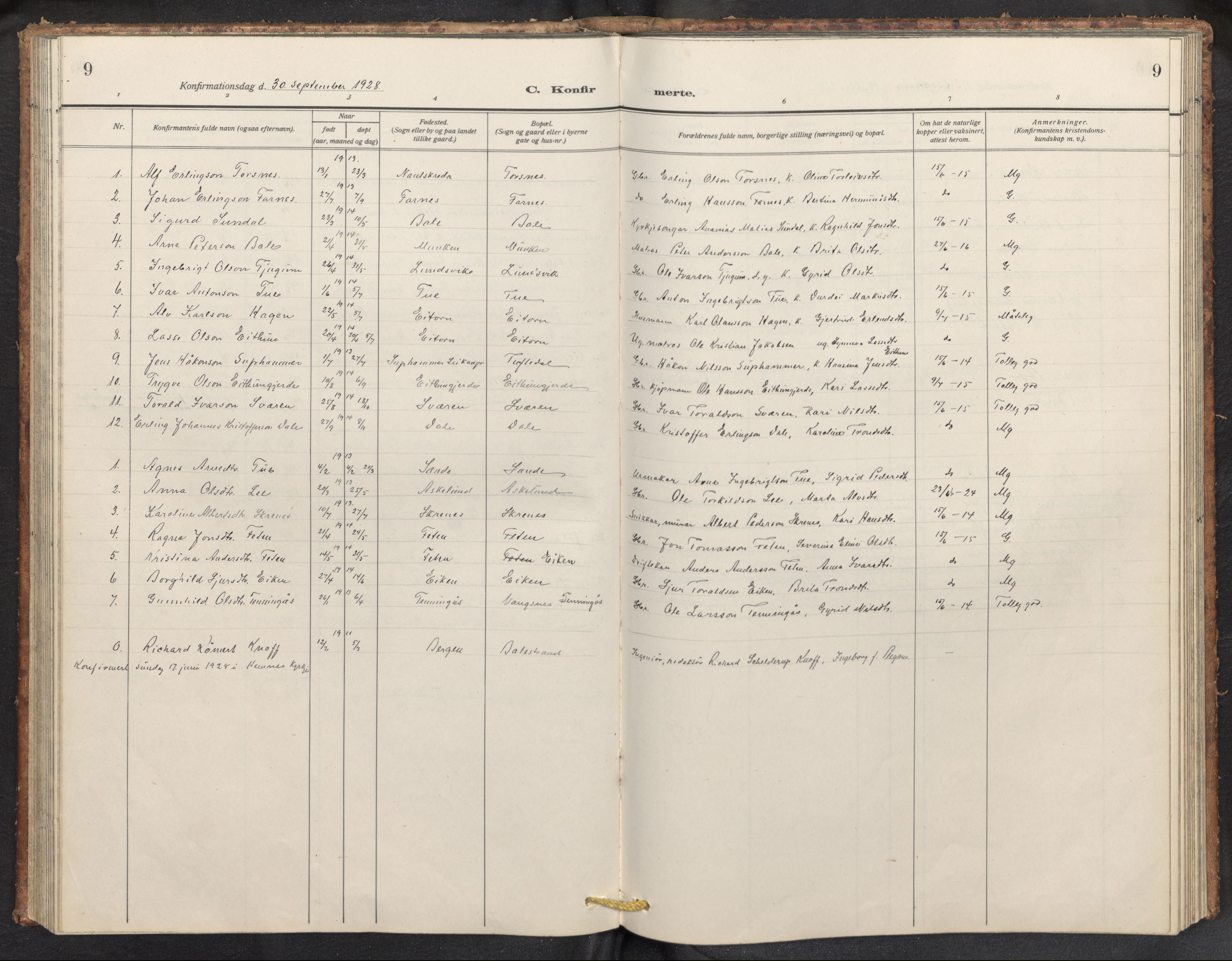 Balestrand sokneprestembete, AV/SAB-A-79601/H/Hab/Haba/L0003: Parish register (copy) no. A 3, 1920-1956, p. 9