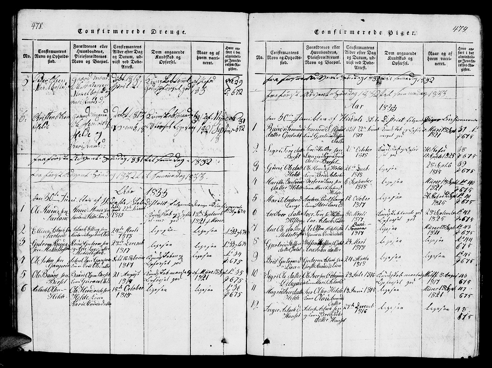 Ministerialprotokoller, klokkerbøker og fødselsregistre - Møre og Romsdal, SAT/A-1454/554/L0644: Parish register (copy) no. 554C01, 1818-1851, p. 478-479