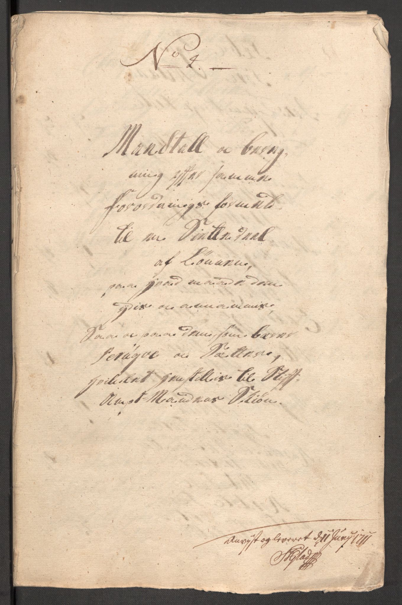Rentekammeret inntil 1814, Reviderte regnskaper, Fogderegnskap, AV/RA-EA-4092/R51/L3193: Fogderegnskap Nordhordland og Voss, 1711, p. 292