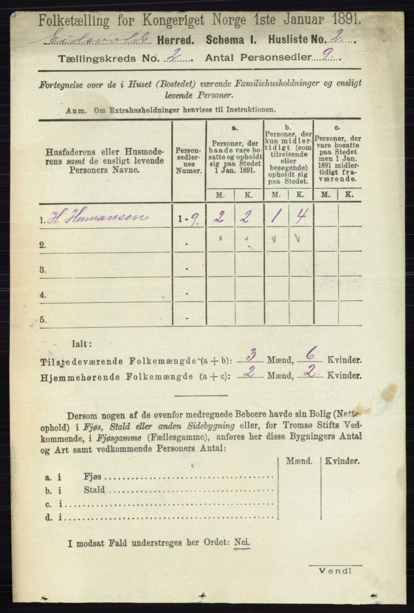 RA, 1891 census for 0237 Eidsvoll, 1891, p. 1117