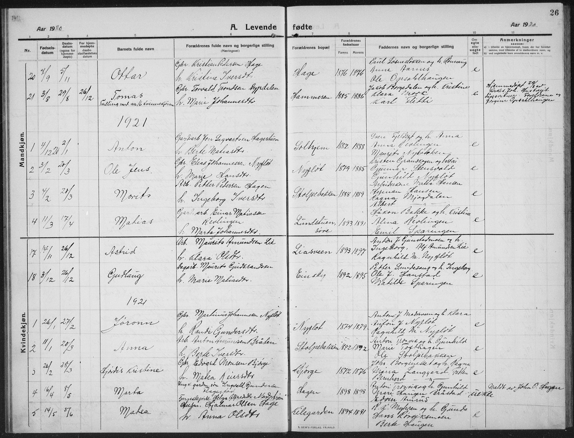 Ringebu prestekontor, SAH/PREST-082/H/Ha/Hab/L0010: Parish register (copy) no. 10, 1911-1934, p. 26