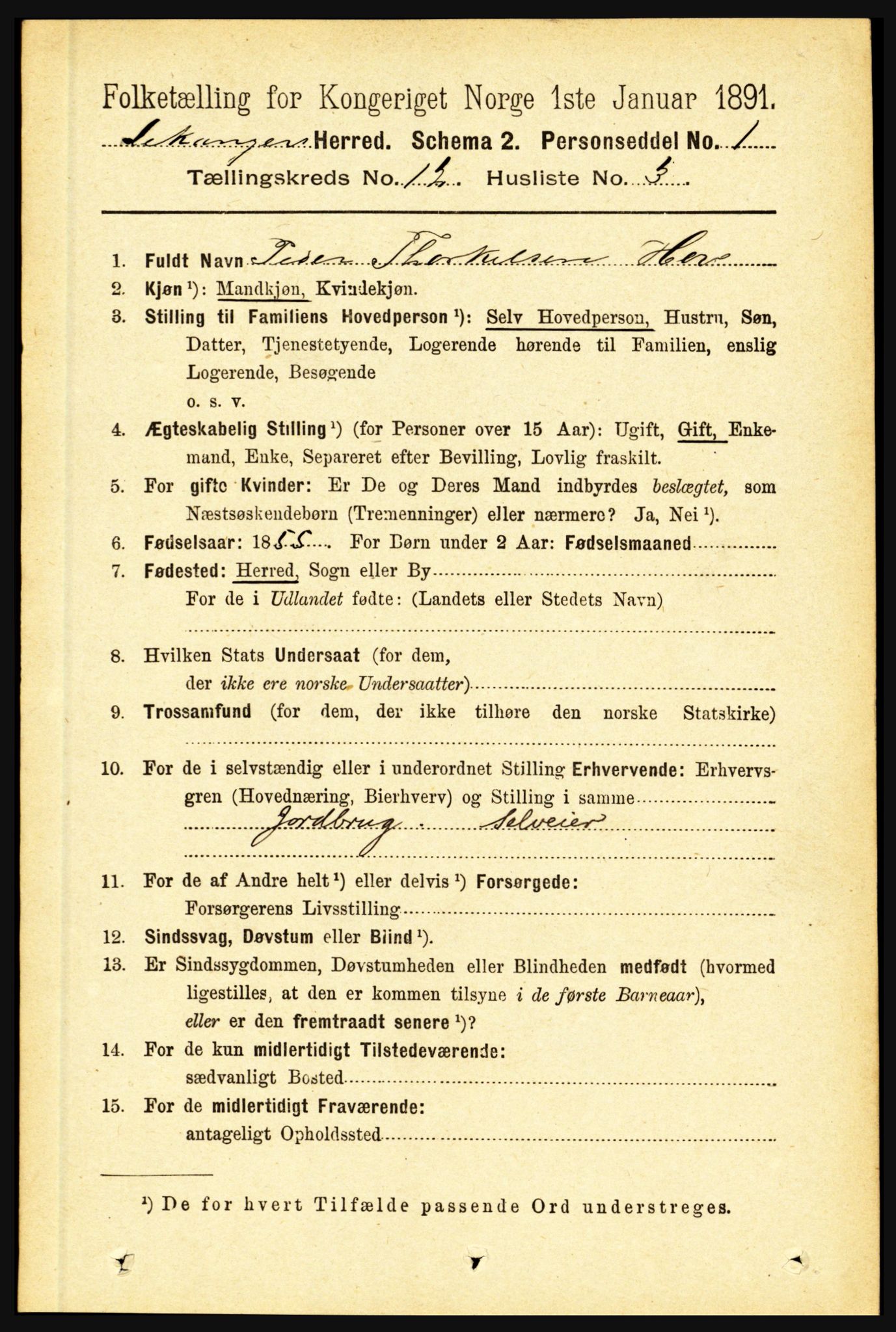 RA, 1891 census for 1419 Leikanger, 1891, p. 2351