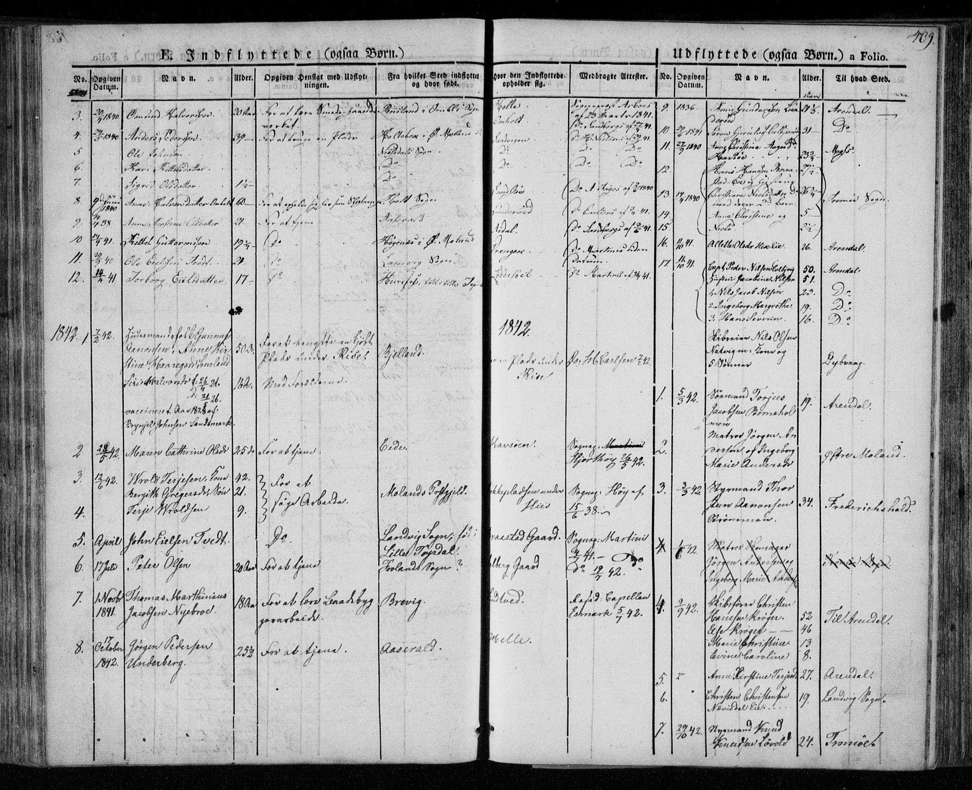 Øyestad sokneprestkontor, AV/SAK-1111-0049/F/Fa/L0013: Parish register (official) no. A 13, 1827-1842, p. 409