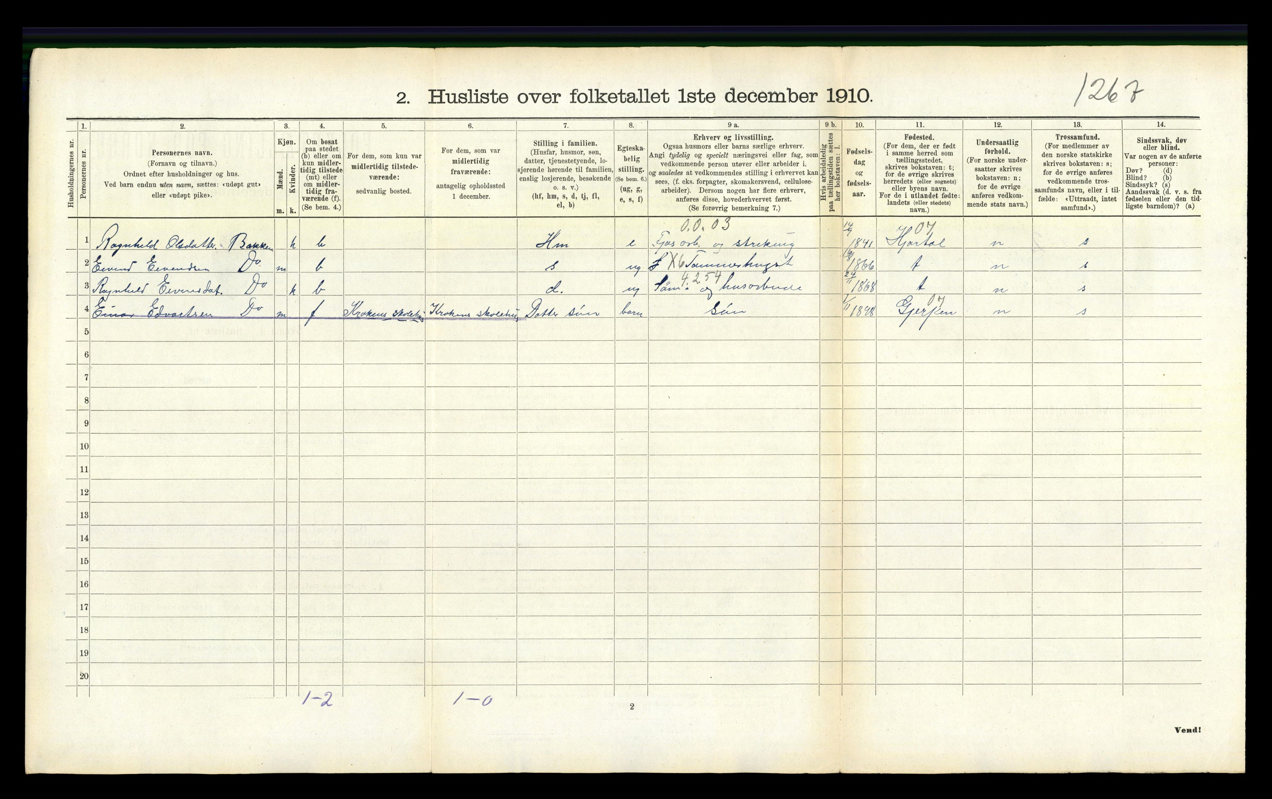 RA, 1910 census for Seljord, 1910, p. 608