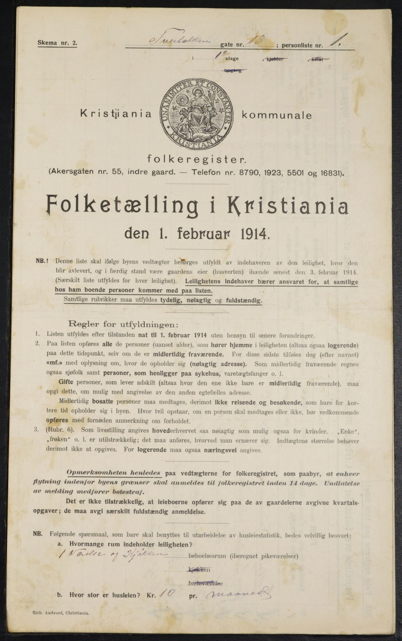 OBA, Municipal Census 1914 for Kristiania, 1914, p. 118288