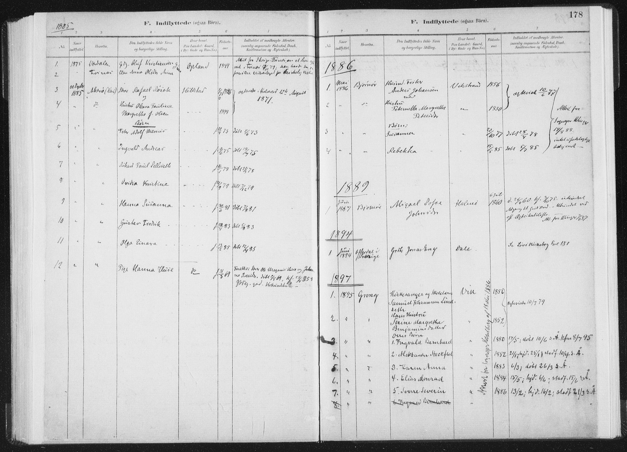 Ministerialprotokoller, klokkerbøker og fødselsregistre - Nord-Trøndelag, SAT/A-1458/771/L0597: Parish register (official) no. 771A04, 1885-1910, p. 178