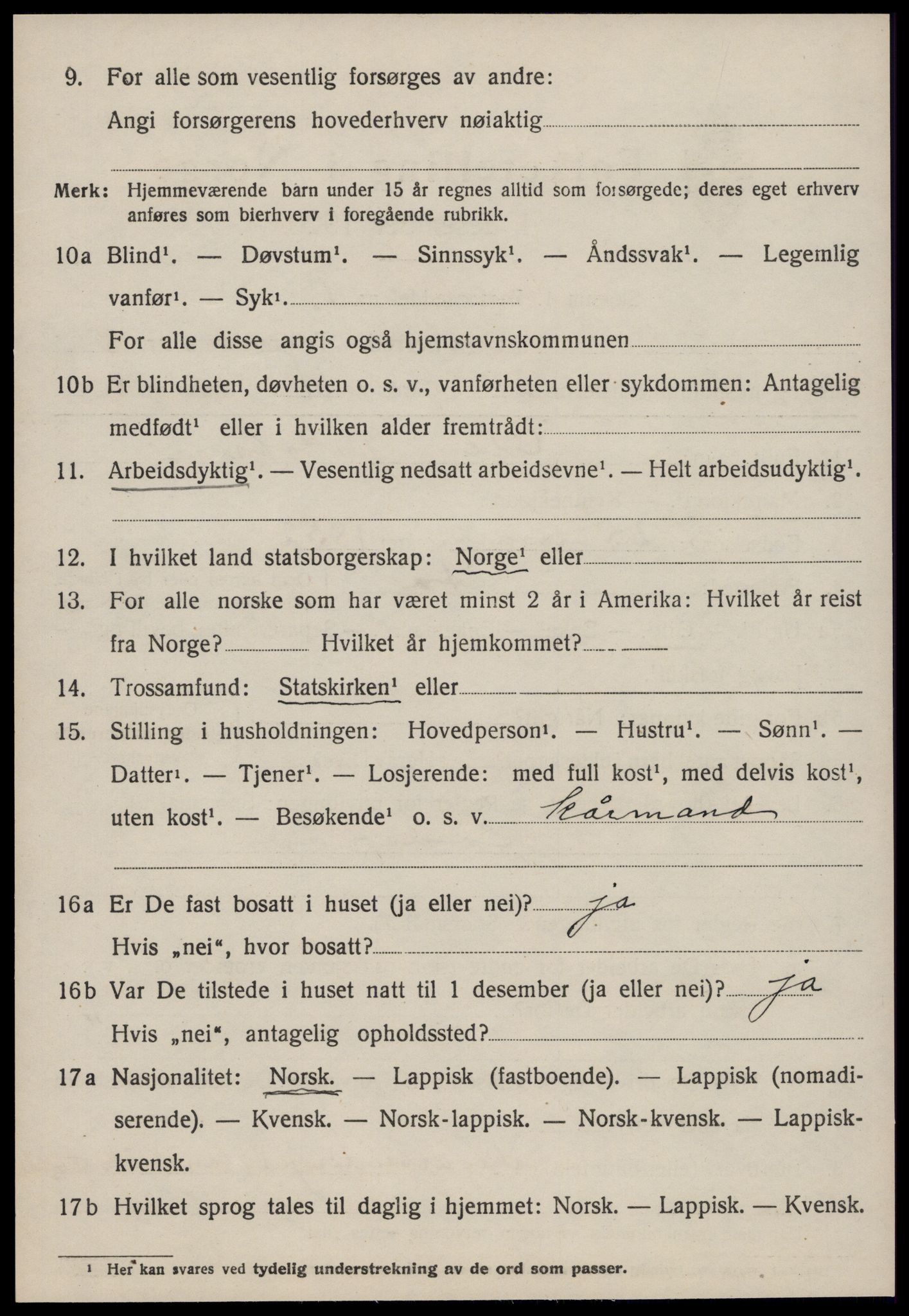 SAT, 1920 census for Å, 1920, p. 2063