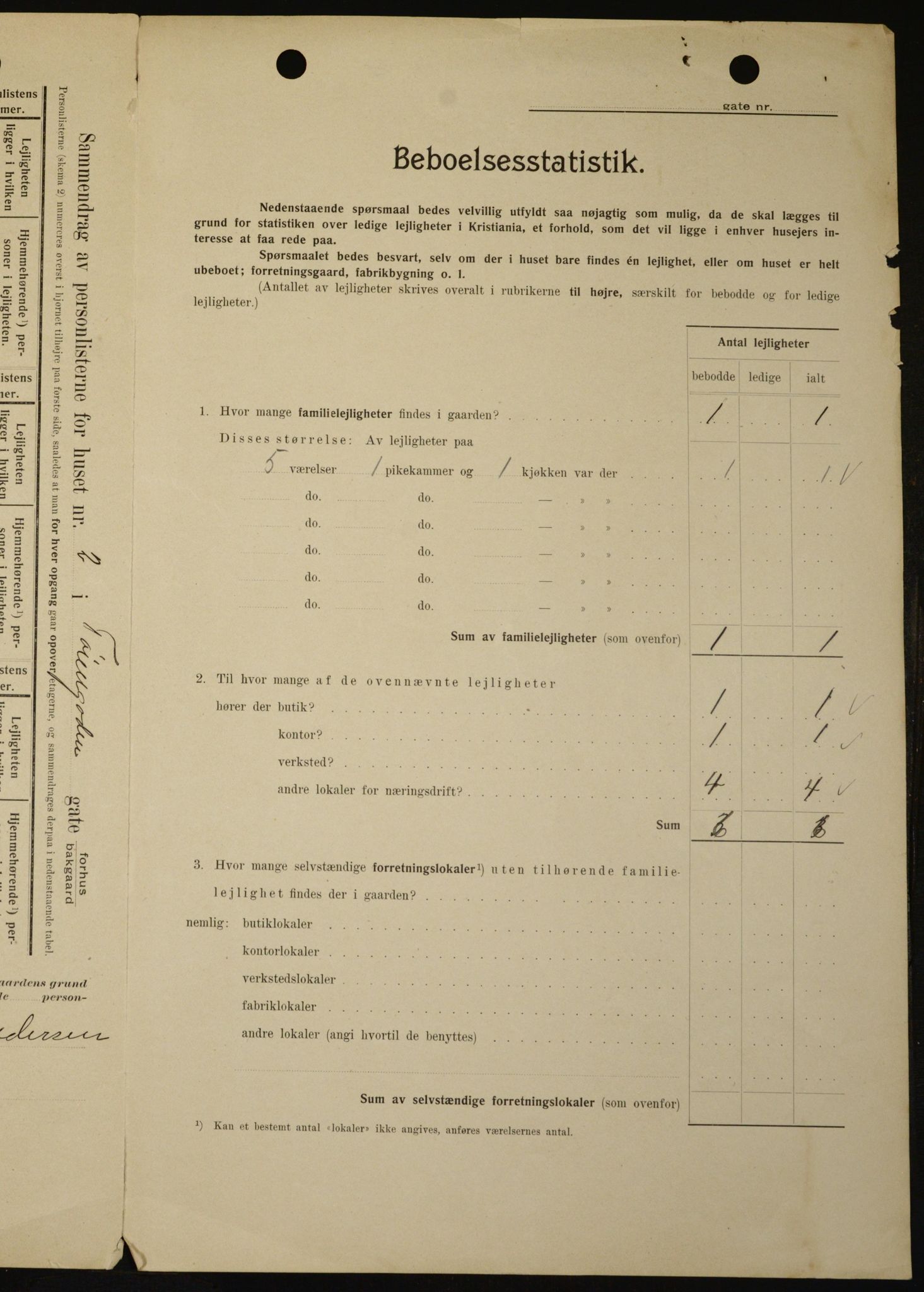 OBA, Municipal Census 1909 for Kristiania, 1909, p. 106616