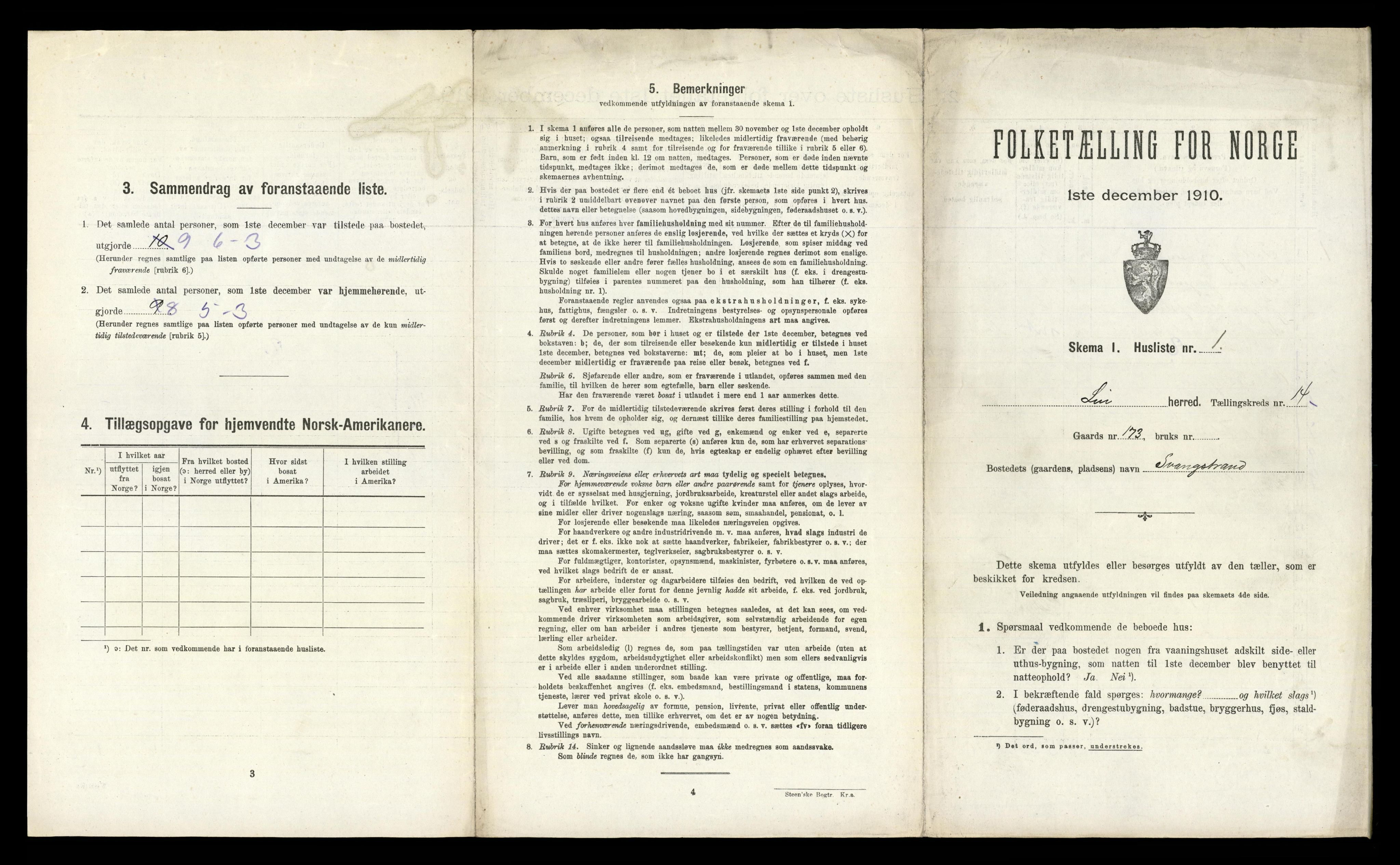 RA, 1910 census for Lier, 1910, p. 2352