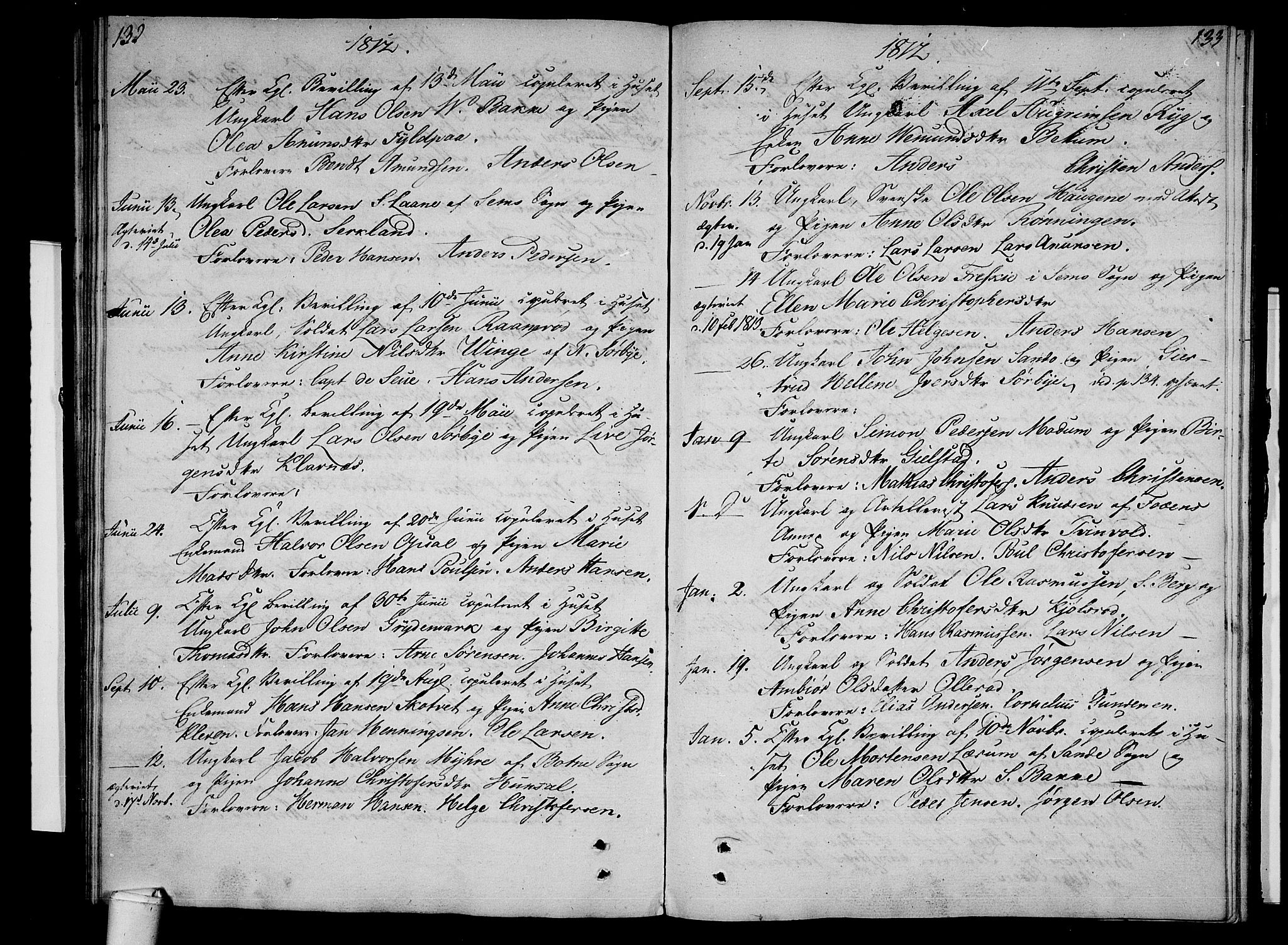 Våle kirkebøker, SAKO/A-334/F/Fa/L0006: Parish register (official) no. I 6, 1808-1814, p. 132-133