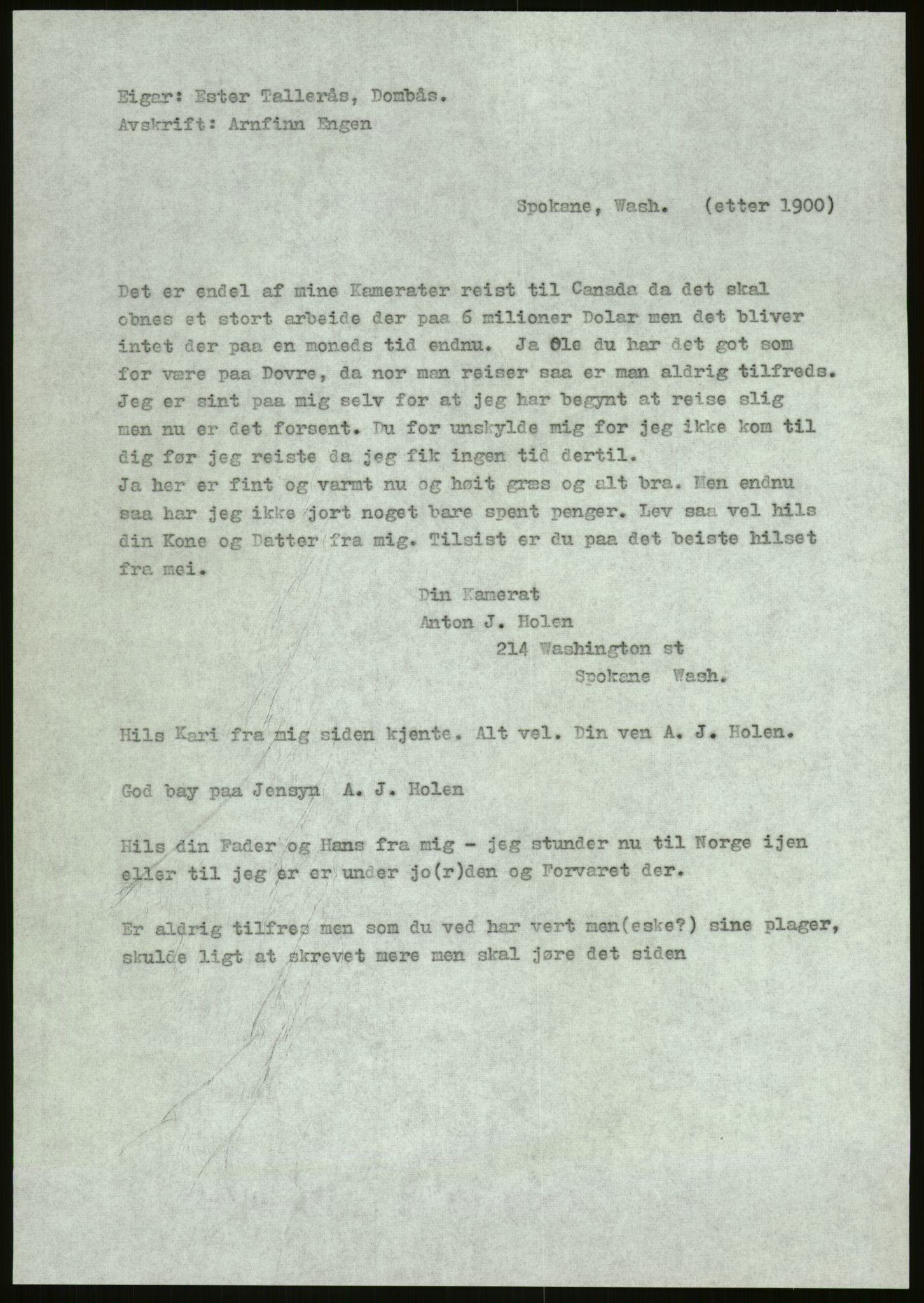 Samlinger til kildeutgivelse, Amerikabrevene, AV/RA-EA-4057/F/L0011: Innlån fra Oppland: Bræin - Knudsen, 1838-1914, p. 219