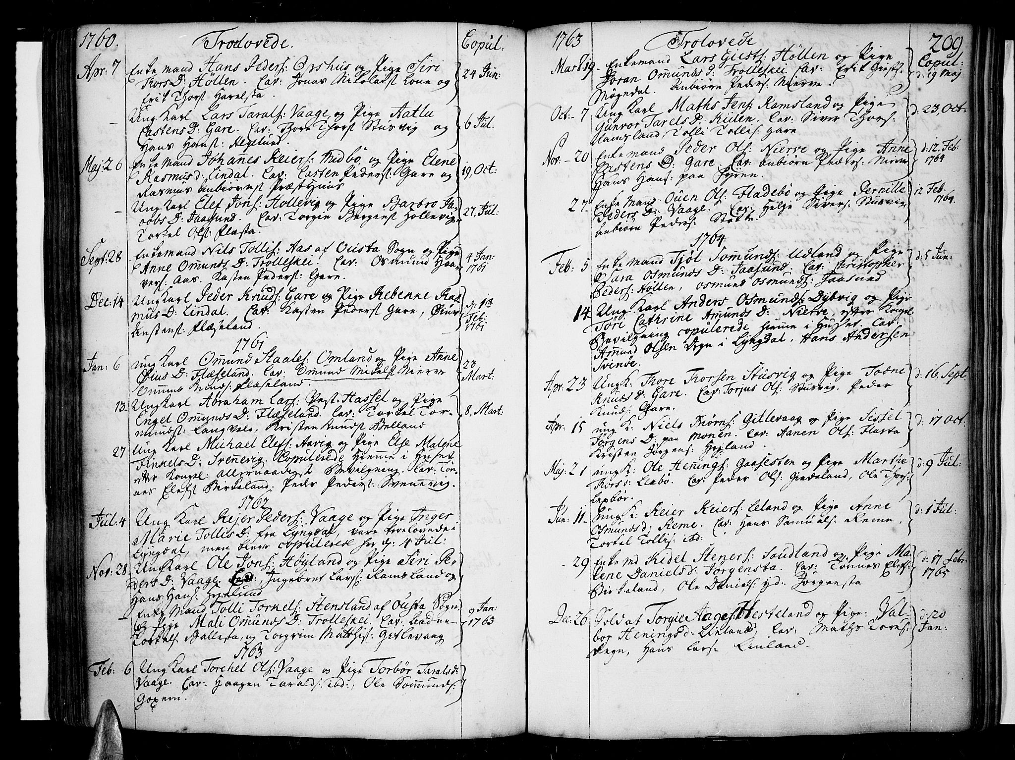 Sør-Audnedal sokneprestkontor, SAK/1111-0039/F/Fa/Fab/L0001: Parish register (official) no. A 1 /2, 1726-1769, p. 209