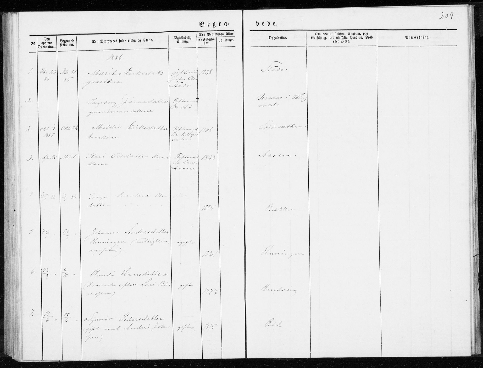 Ministerialprotokoller, klokkerbøker og fødselsregistre - Møre og Romsdal, SAT/A-1454/551/L0631: Parish register (copy) no. 551C03, 1886-1894, p. 209