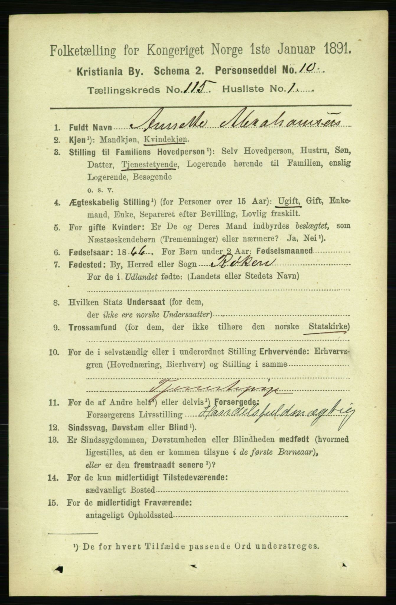 RA, 1891 census for 0301 Kristiania, 1891, p. 61620