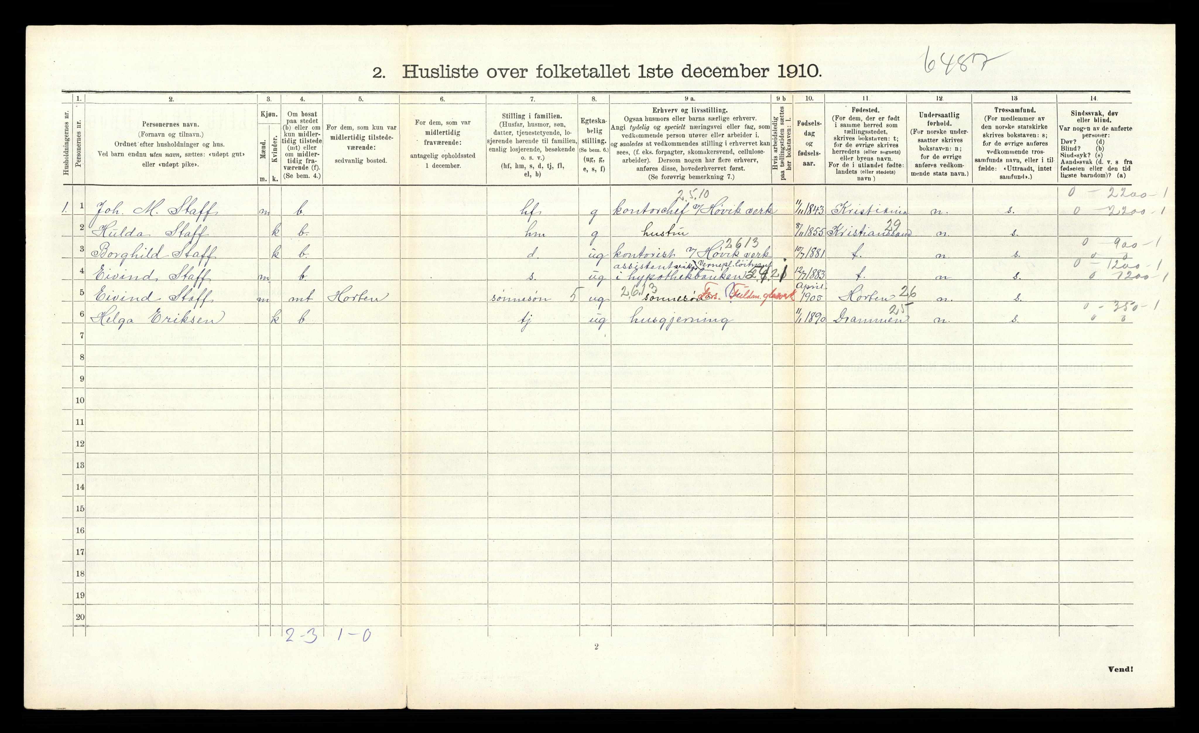 RA, 1910 census for Bærum, 1910, p. 1642