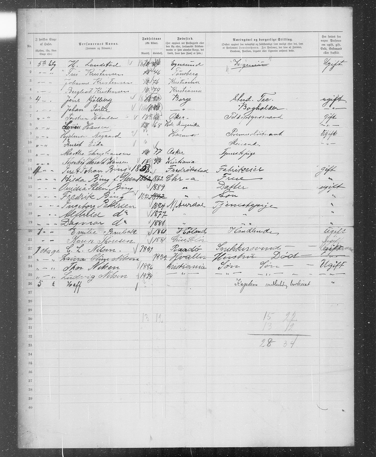 OBA, Municipal Census 1899 for Kristiania, 1899, p. 1764