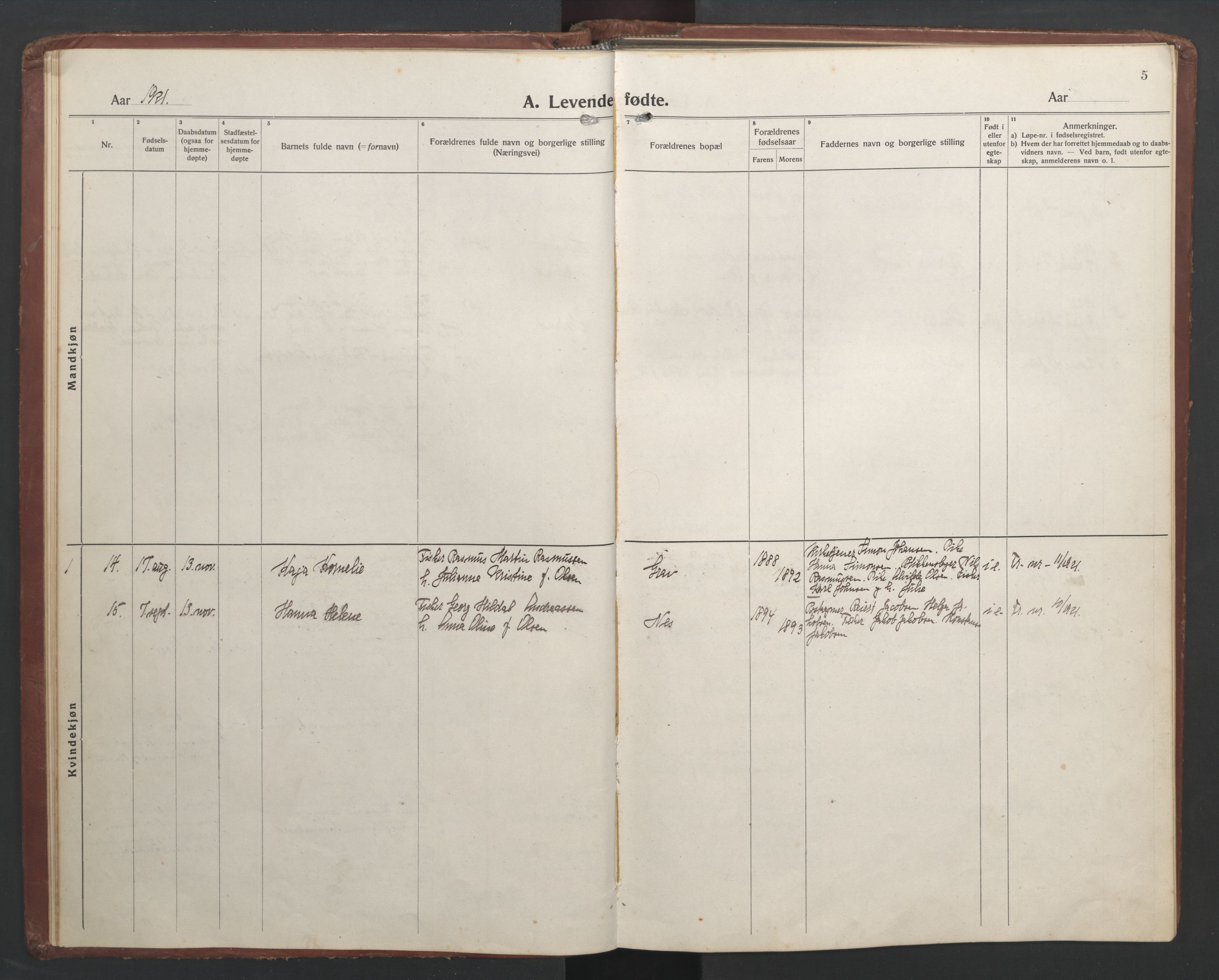 Ministerialprotokoller, klokkerbøker og fødselsregistre - Nordland, AV/SAT-A-1459/808/L0132: Parish register (copy) no. 808C03, 1920-1946, p. 5