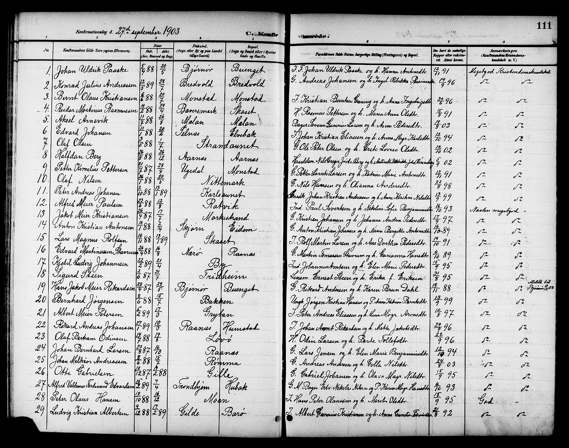 Ministerialprotokoller, klokkerbøker og fødselsregistre - Sør-Trøndelag, SAT/A-1456/655/L0688: Parish register (copy) no. 655C04, 1899-1922, p. 111