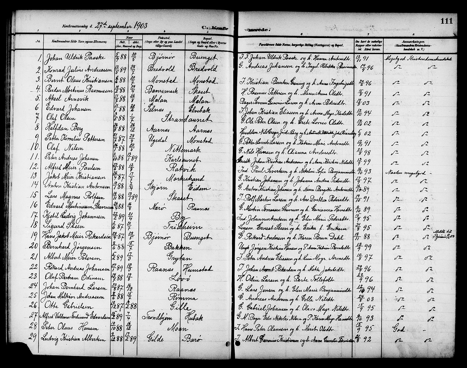 Ministerialprotokoller, klokkerbøker og fødselsregistre - Sør-Trøndelag, AV/SAT-A-1456/655/L0688: Parish register (copy) no. 655C04, 1899-1922, p. 111