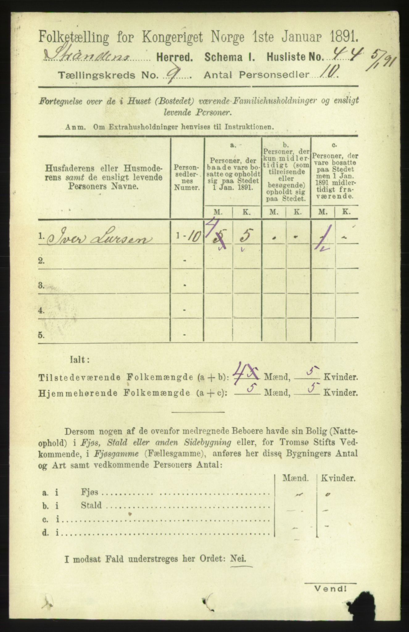 RA, 1891 census for 1525 Stranda, 1891, p. 2199