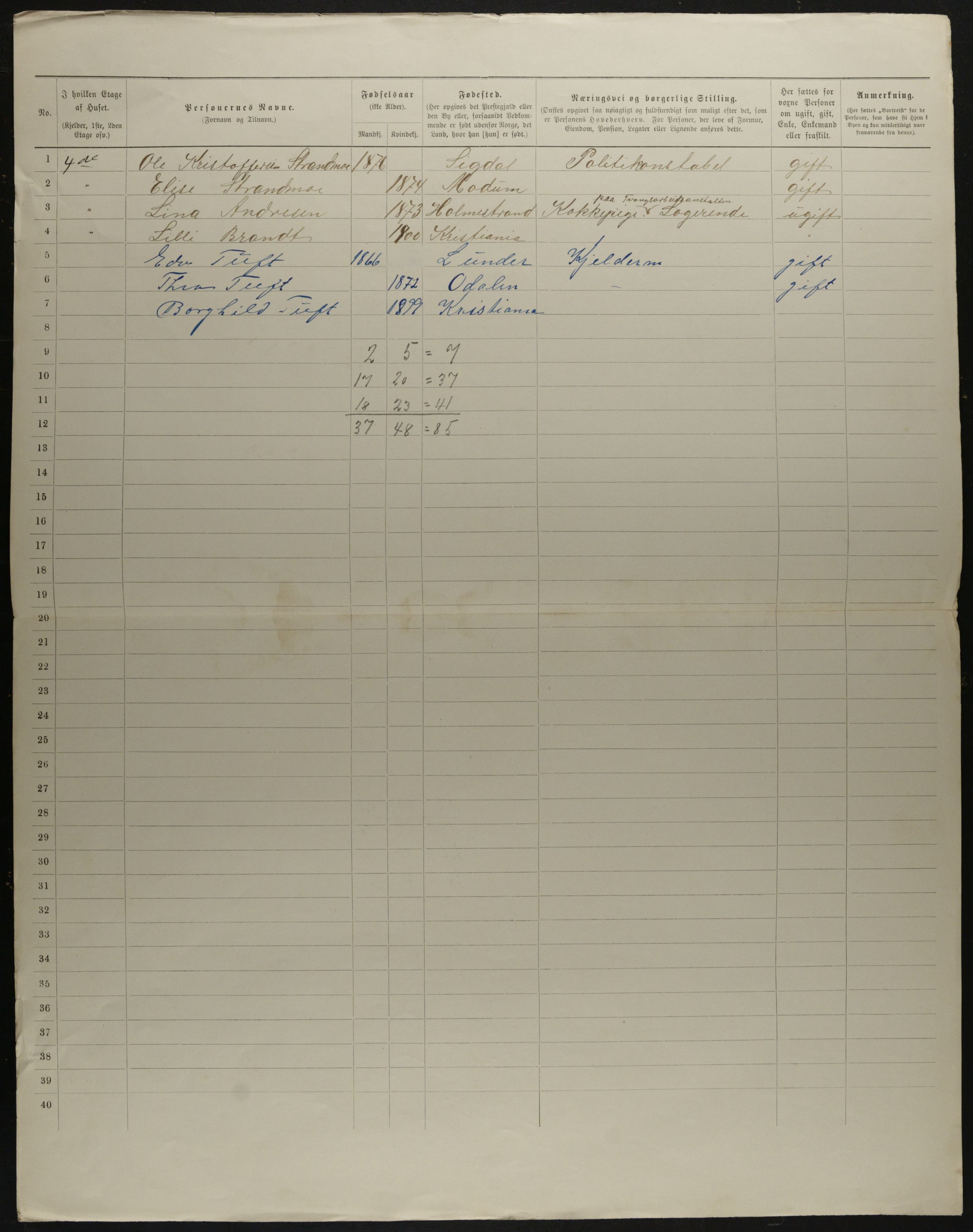 OBA, Municipal Census 1901 for Kristiania, 1901, p. 14574