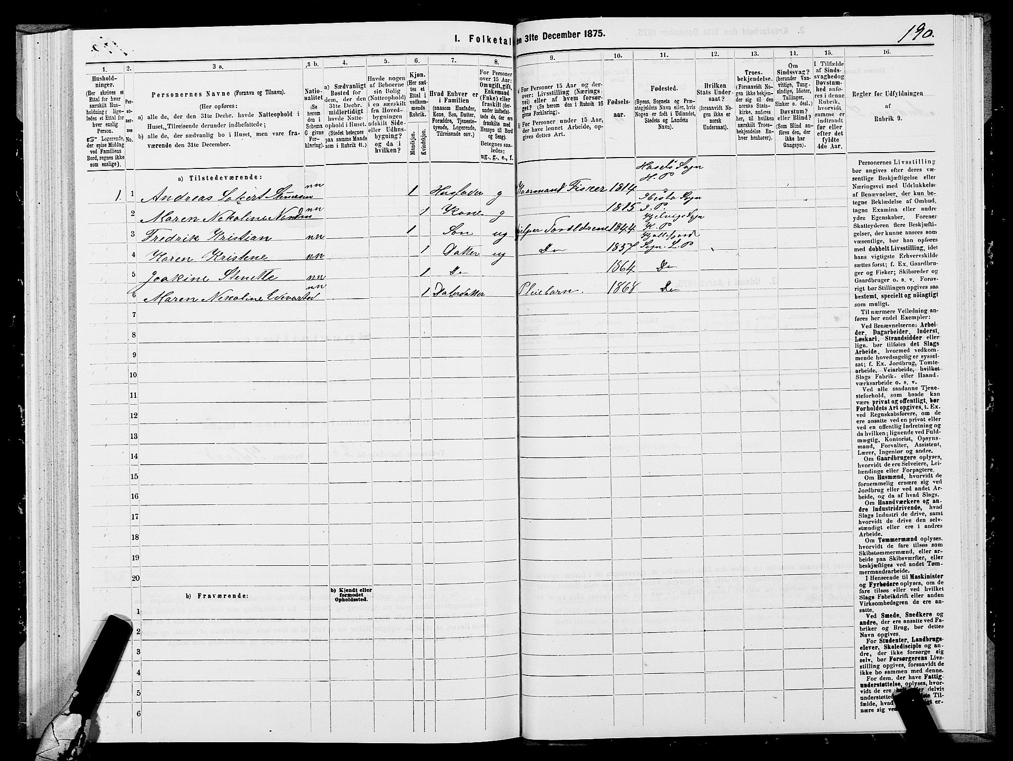 SATØ, 1875 census for 2022P Lebesby, 1875, p. 1190