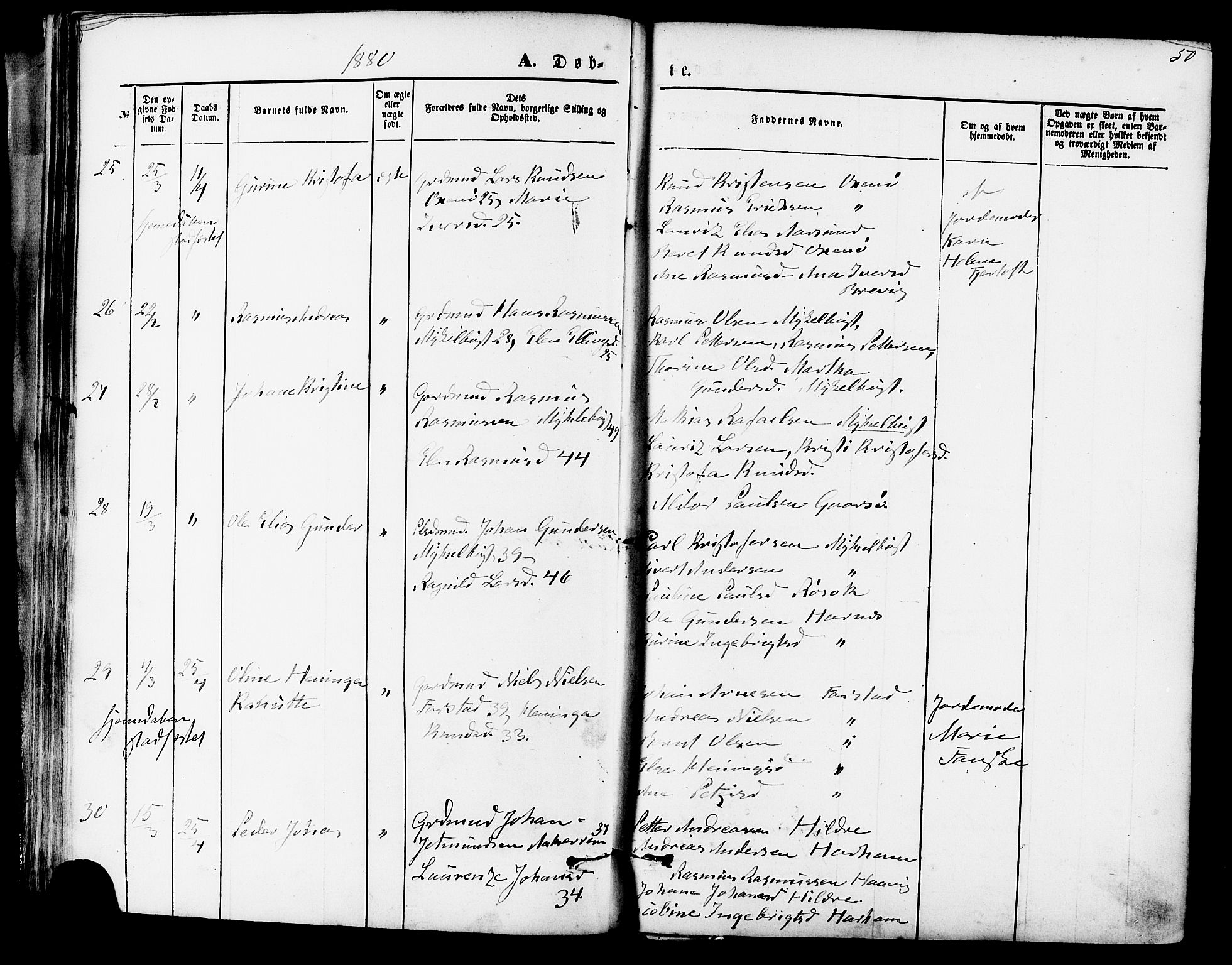 Ministerialprotokoller, klokkerbøker og fødselsregistre - Møre og Romsdal, AV/SAT-A-1454/536/L0500: Parish register (official) no. 536A09, 1876-1889, p. 50