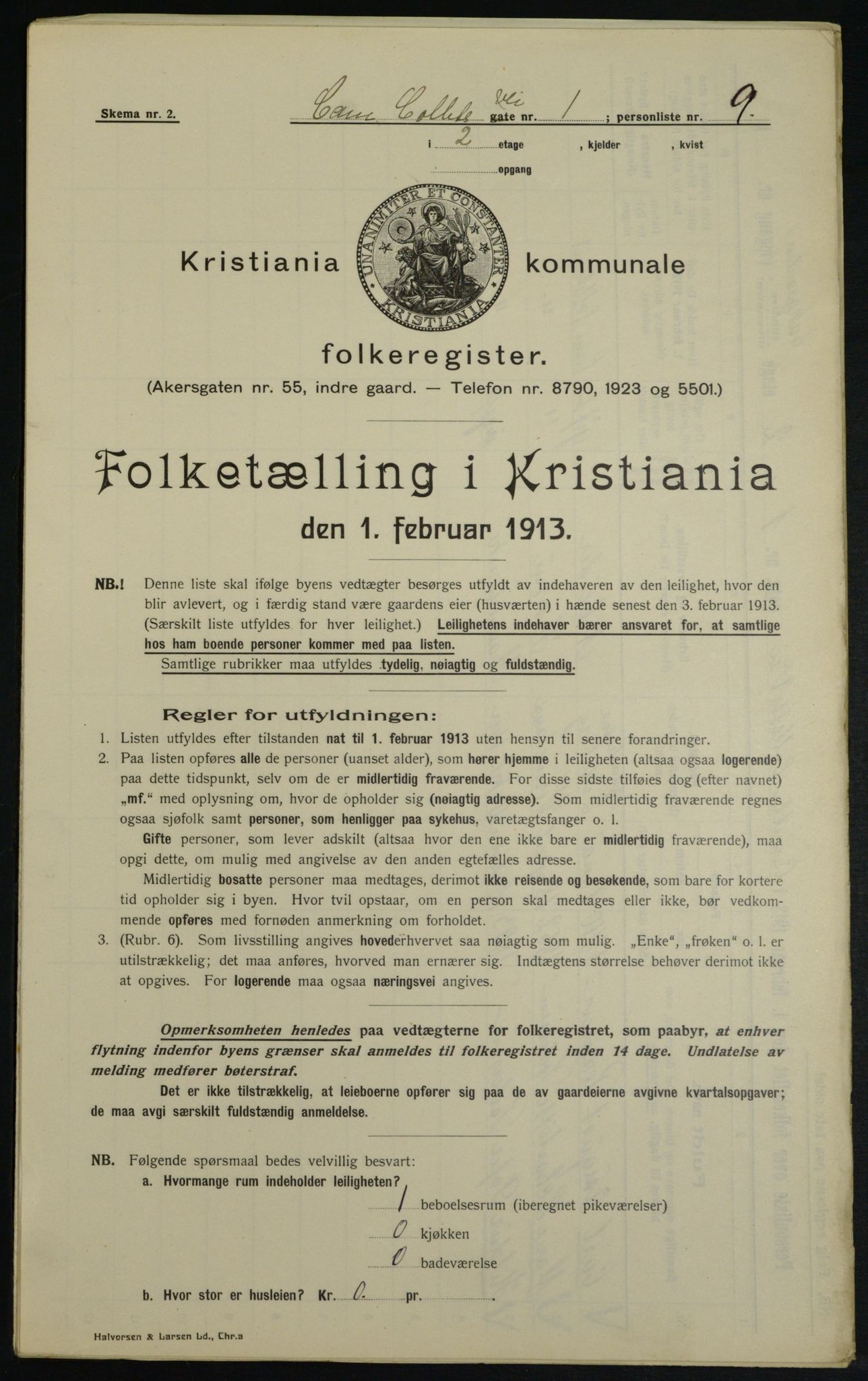 OBA, Municipal Census 1913 for Kristiania, 1913, p. 11580