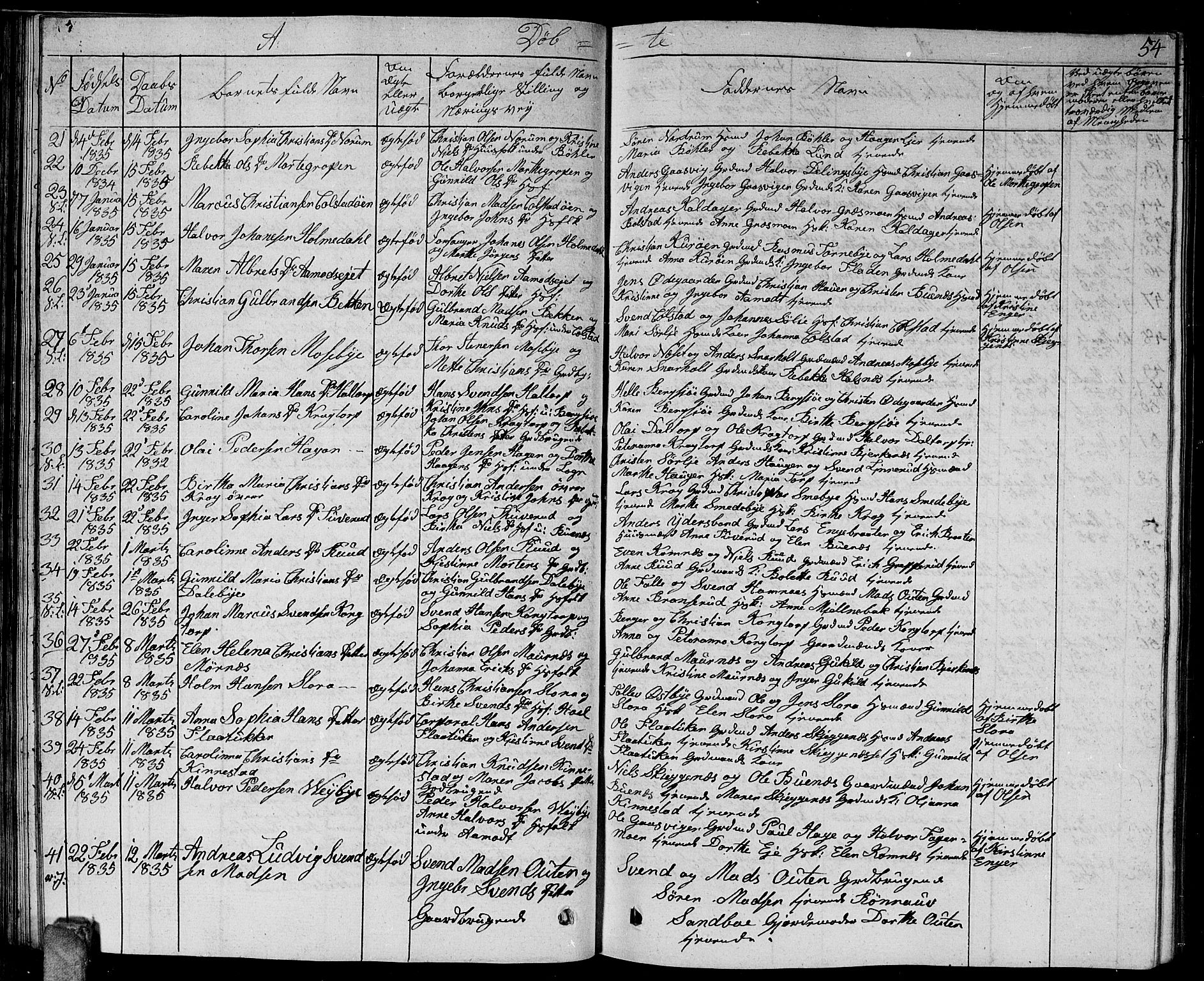 Høland prestekontor Kirkebøker, AV/SAO-A-10346a/G/Ga/L0002: Parish register (copy) no. I 2, 1827-1845, p. 54