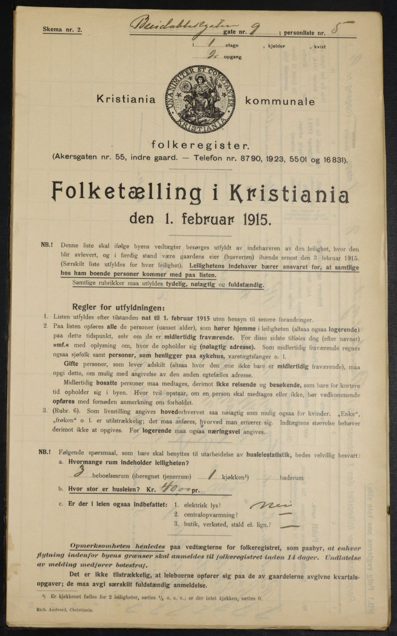 OBA, Municipal Census 1915 for Kristiania, 1915, p. 8020