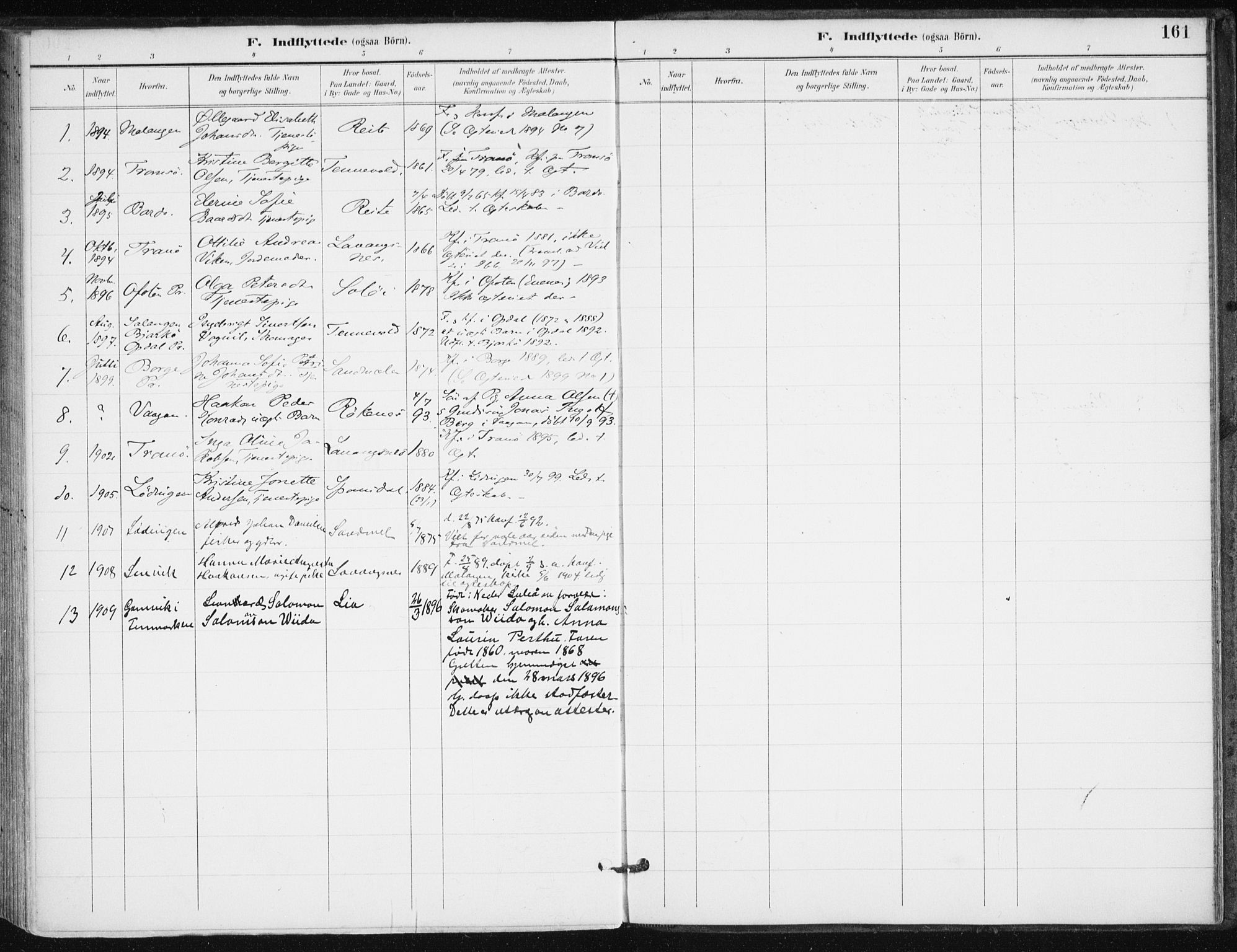 Salangen sokneprestembete, SATØ/S-1324/H/Ha/L0001kirke: Parish register (official) no. 1, 1893-1911, p. 161