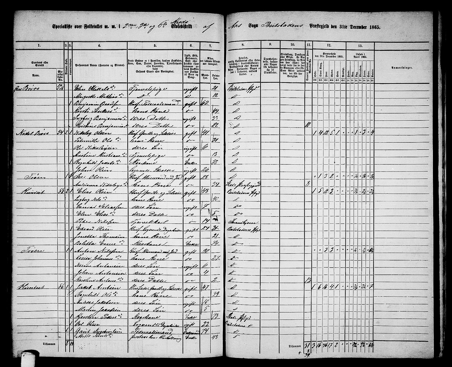 RA, 1865 census for Beitstad, 1865, p. 195