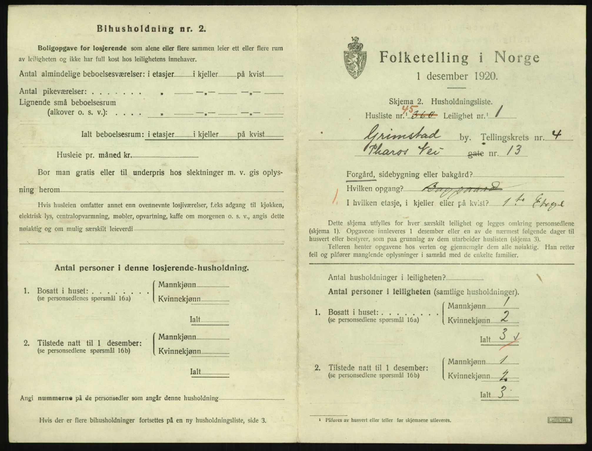 SAK, 1920 census for Grimstad, 1920, p. 1955