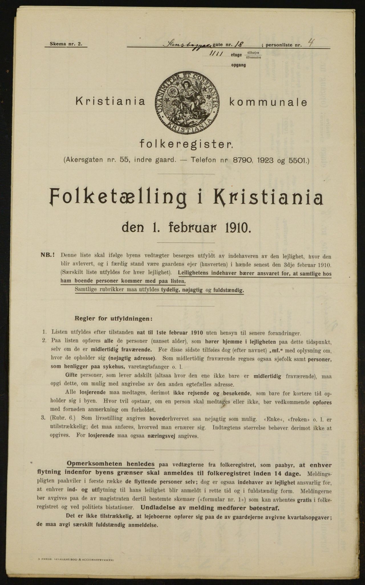 OBA, Municipal Census 1910 for Kristiania, 1910, p. 96451