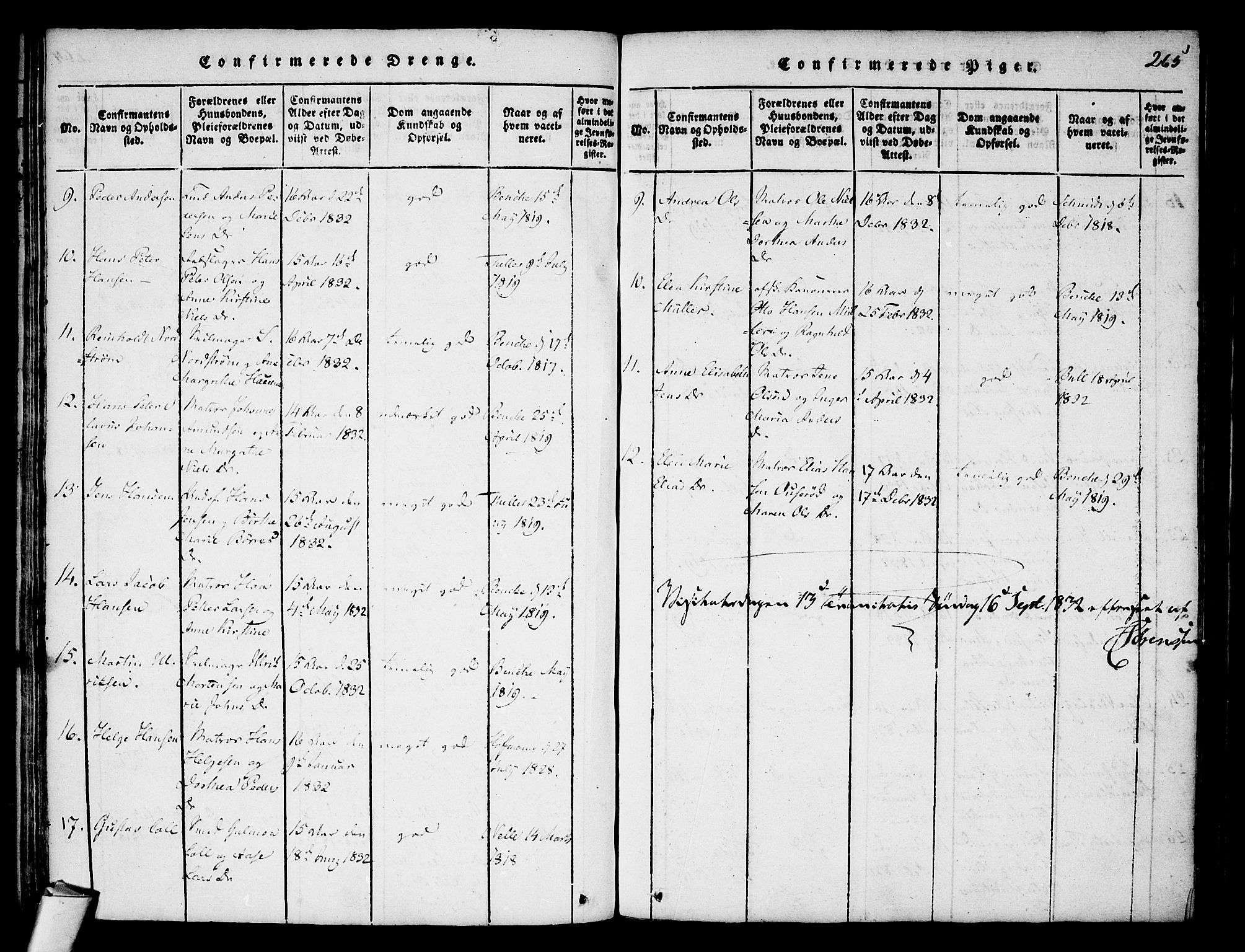 Stavern kirkebøker, SAKO/A-318/F/Fa/L0006: Parish register (official) no. 6, 1816-1839, p. 265